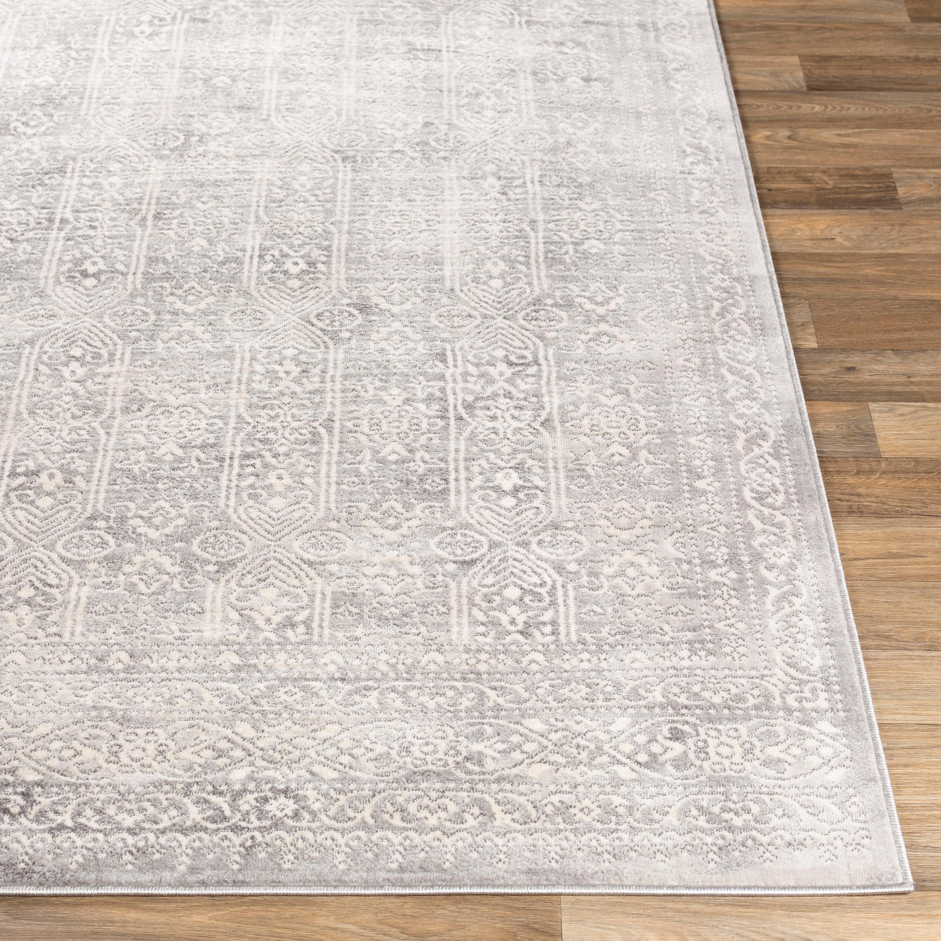 Reversible Gray Synthetic 9' x 12' Easy Care Area Rug