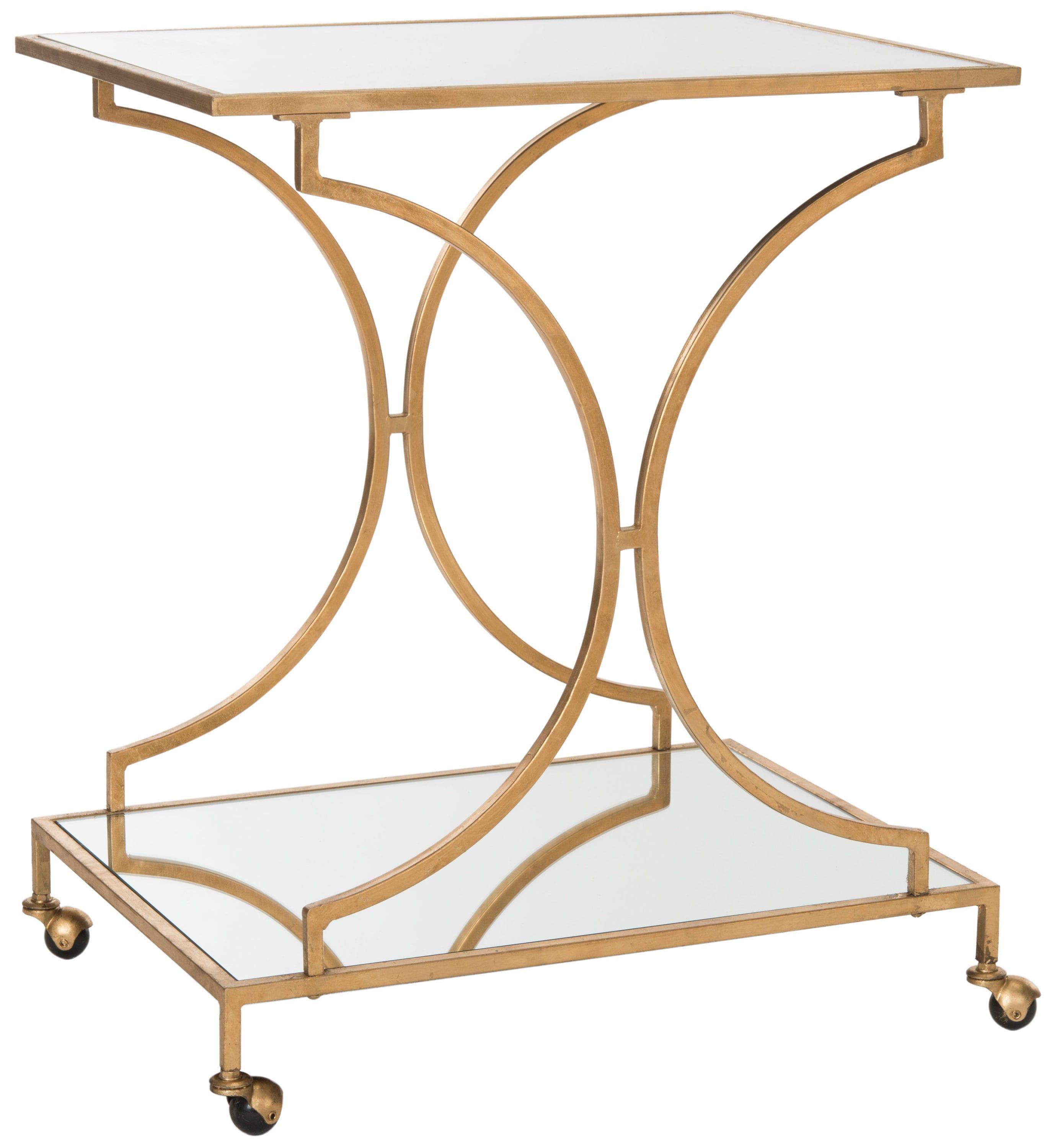 Ignatius Bar Cart - FOX2555B - Gold/Mirror - Safavieh