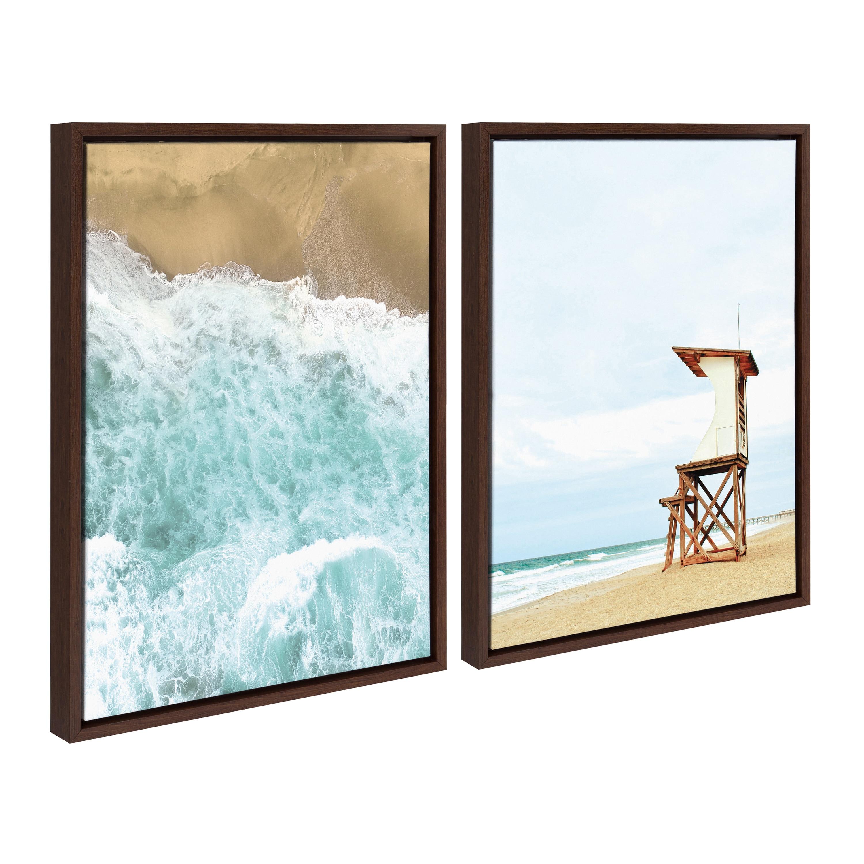 18" x 24" 2pc Sylvie Ocean Beach Framed Canvas Set by the Creative Bunch Studio Brown - Kate & Laurel All Things Decor