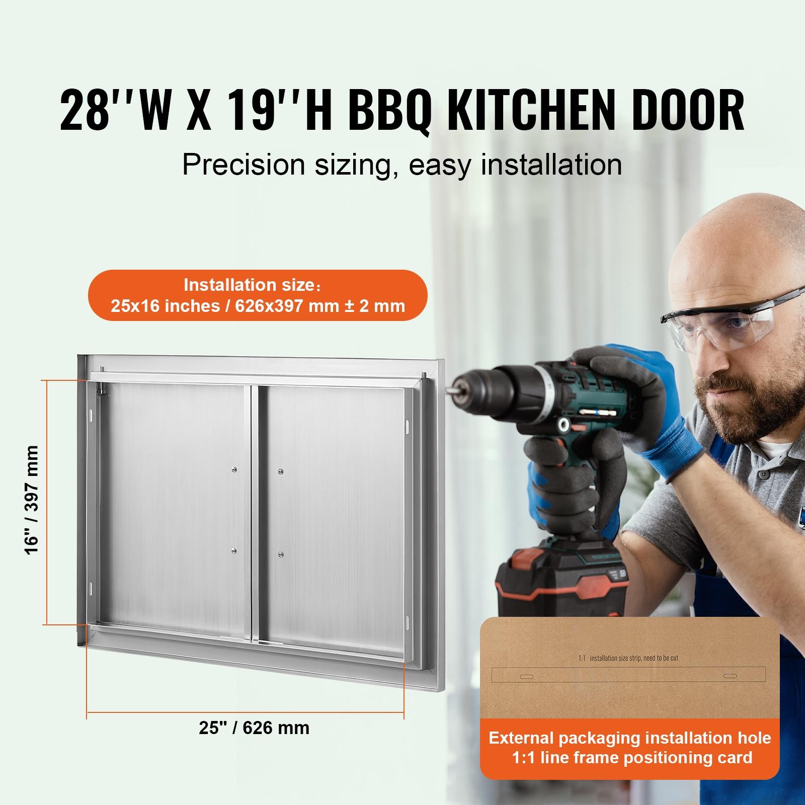 VEVOR 28x19 Inch BBQ Island Access Door Outdoor Kitchen Door Stainless Steel