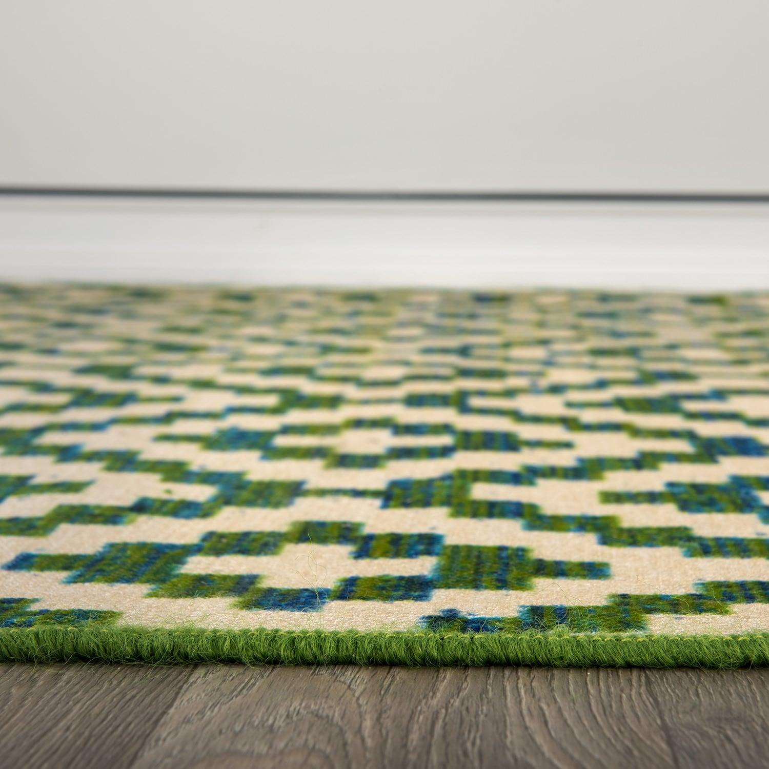 World Rug Gallery Contemporary Geometric Trellis Indoor/Outdoor Area Rug - GREEN 2'x7'