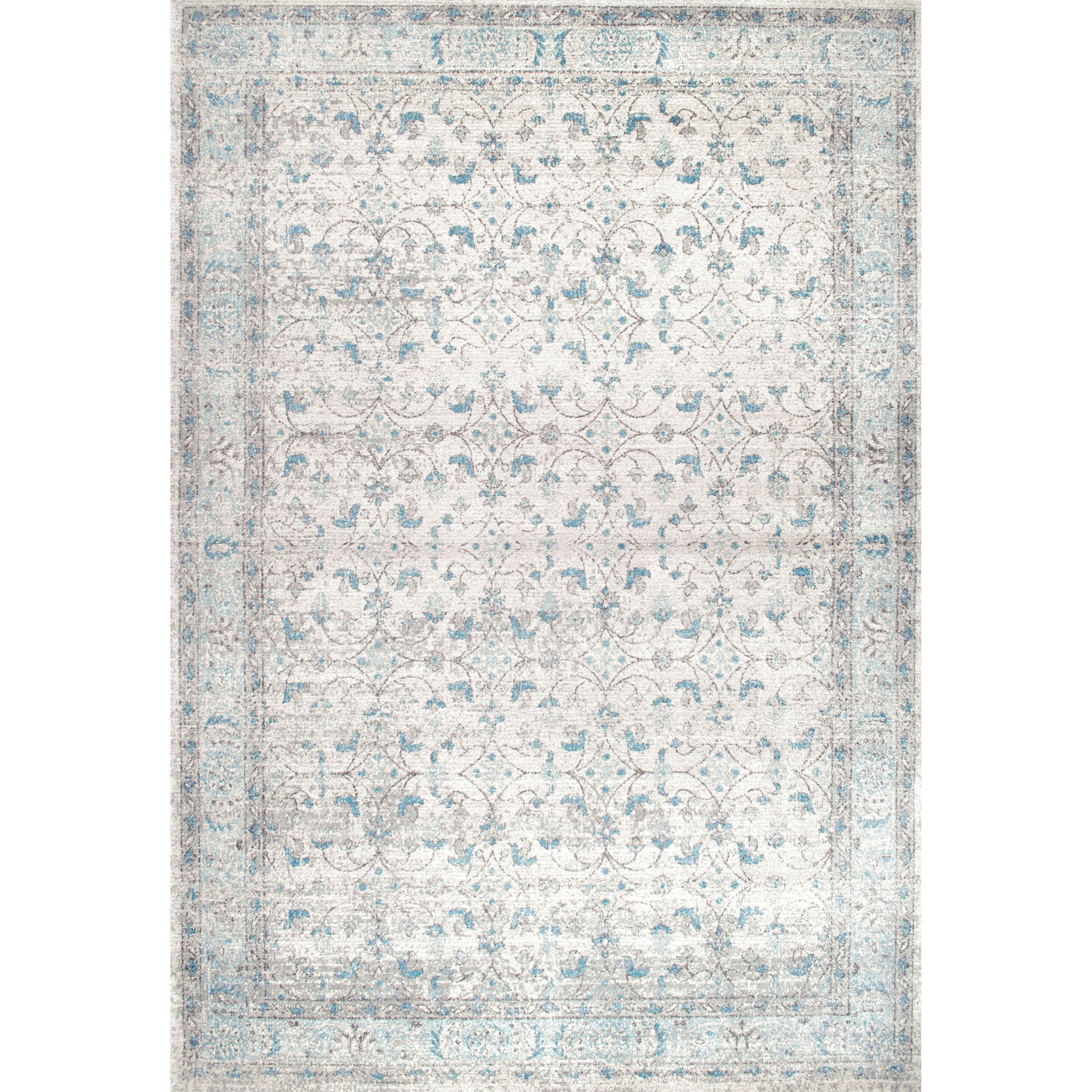 8'x10' Vintage Rio Area Rug Aqua- nuLOOM: Shabby Chic, Stain-Resistant, Low Pile, Machine Made, Indoor Use