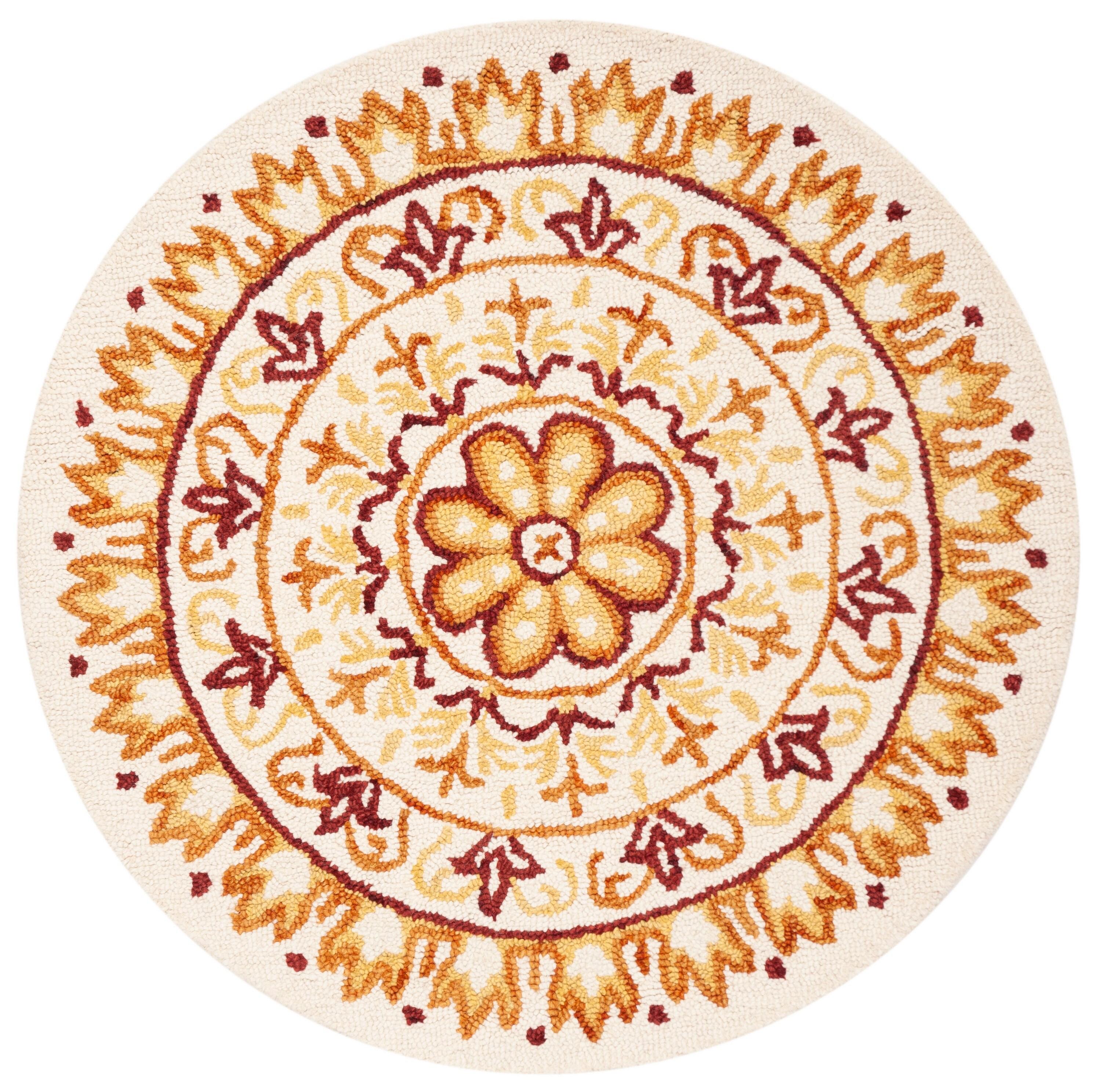 Novelty NOV607 Hand Tufted Area Rug - Ivory/Gold - 4' round - Safavieh.