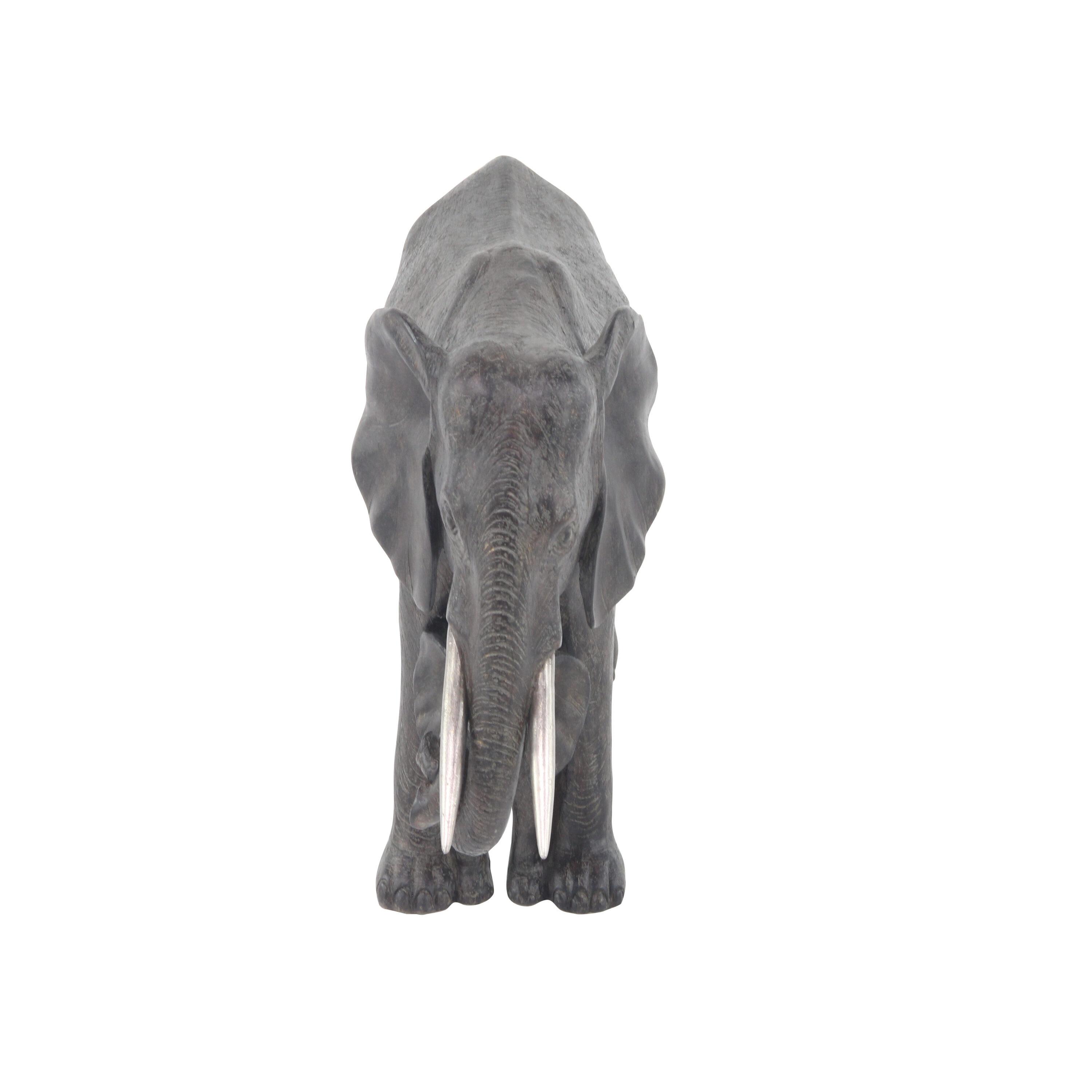 20" x 13" Gray Polystone Elephant Sculpture, by DecMode