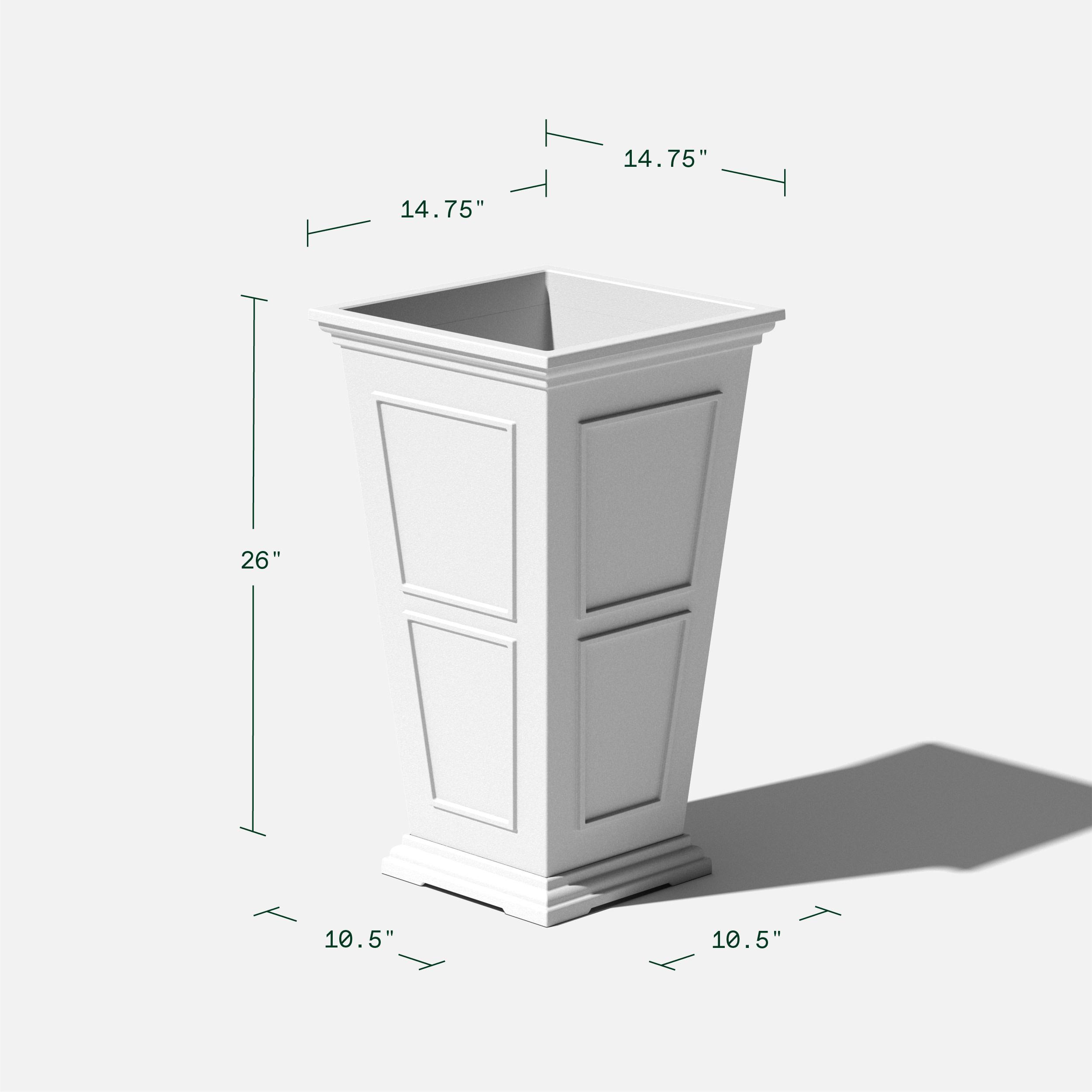 Veradek Brixton Tall 26" Plastic Planter - White