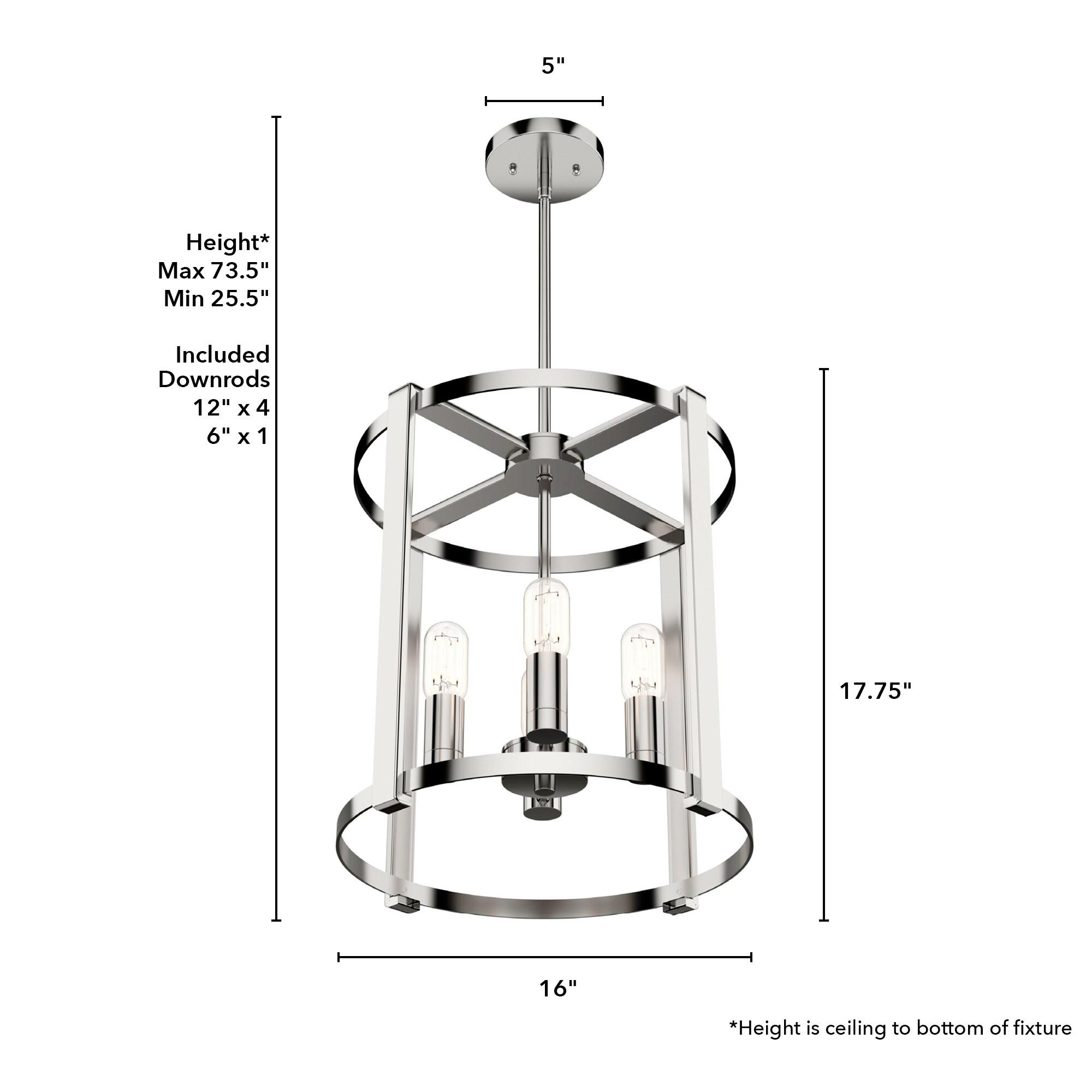19002-Hunter Fans-Astwood 4-Light Lantern Chandelier in Caged Style-16 Inches Wide by 25.5 Inches High-Polished Nickel Finish