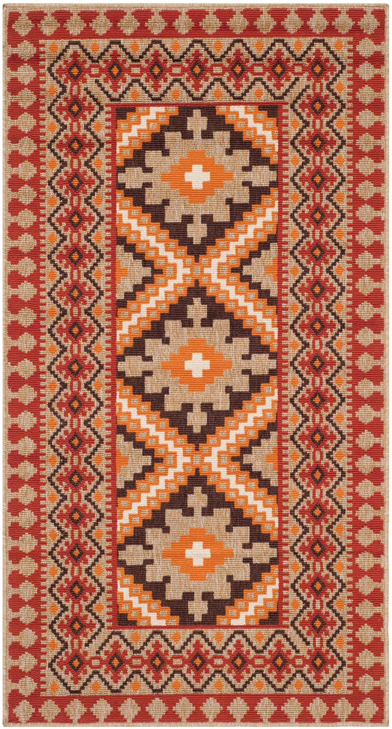 Veranda VER099 Power Loomed Indoor and Outdoor Accent Rug - Red/Natural - 2'7"x5' - Safavieh.
