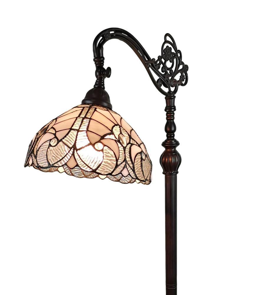 Amora Lighting Tiffany Style White Reading Floor Lamp 62" High