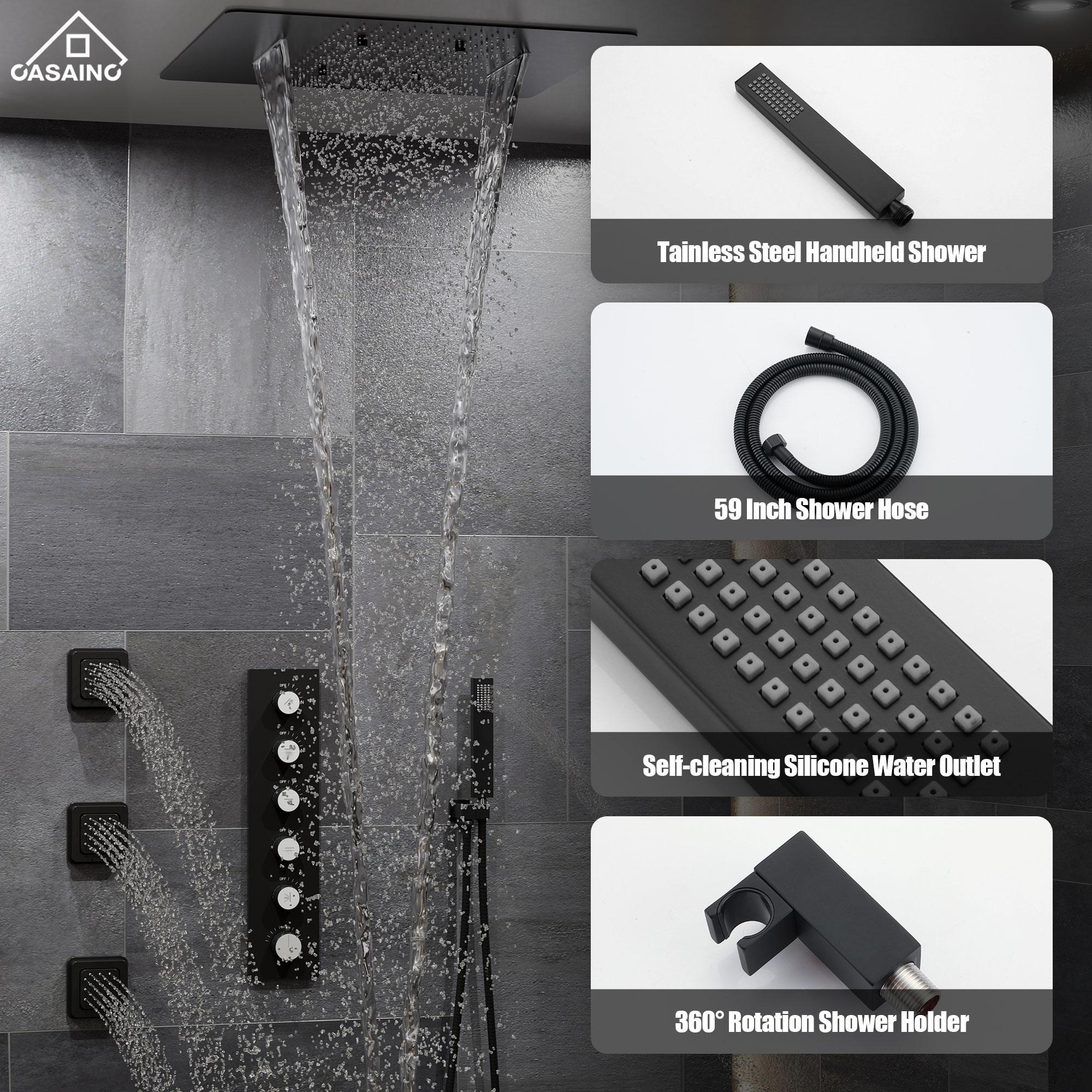 CASAINC Luxury Concealed Large Overhead Spray Multifunctional Shower