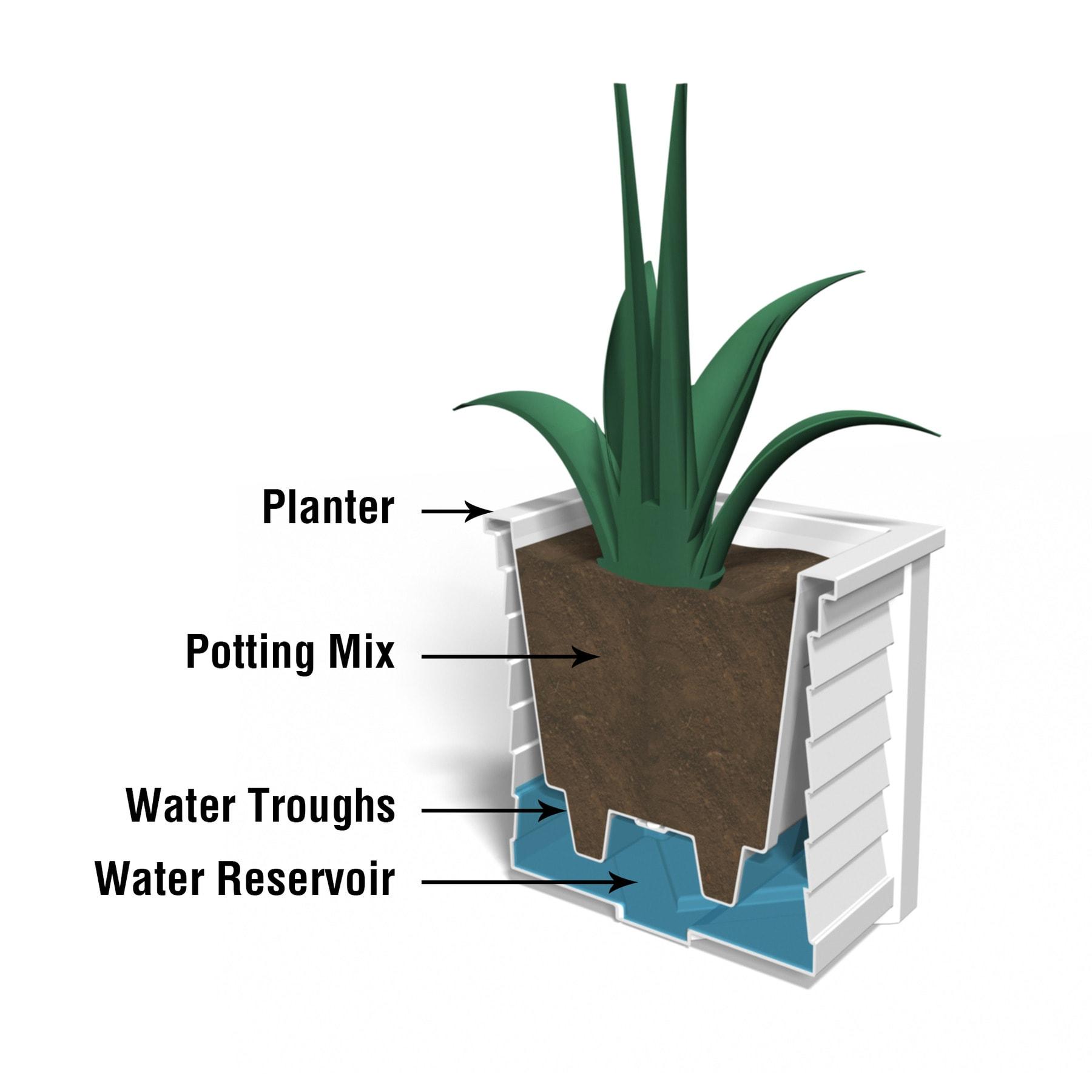 Lakeland Square Resin Planter with Water Reservoir