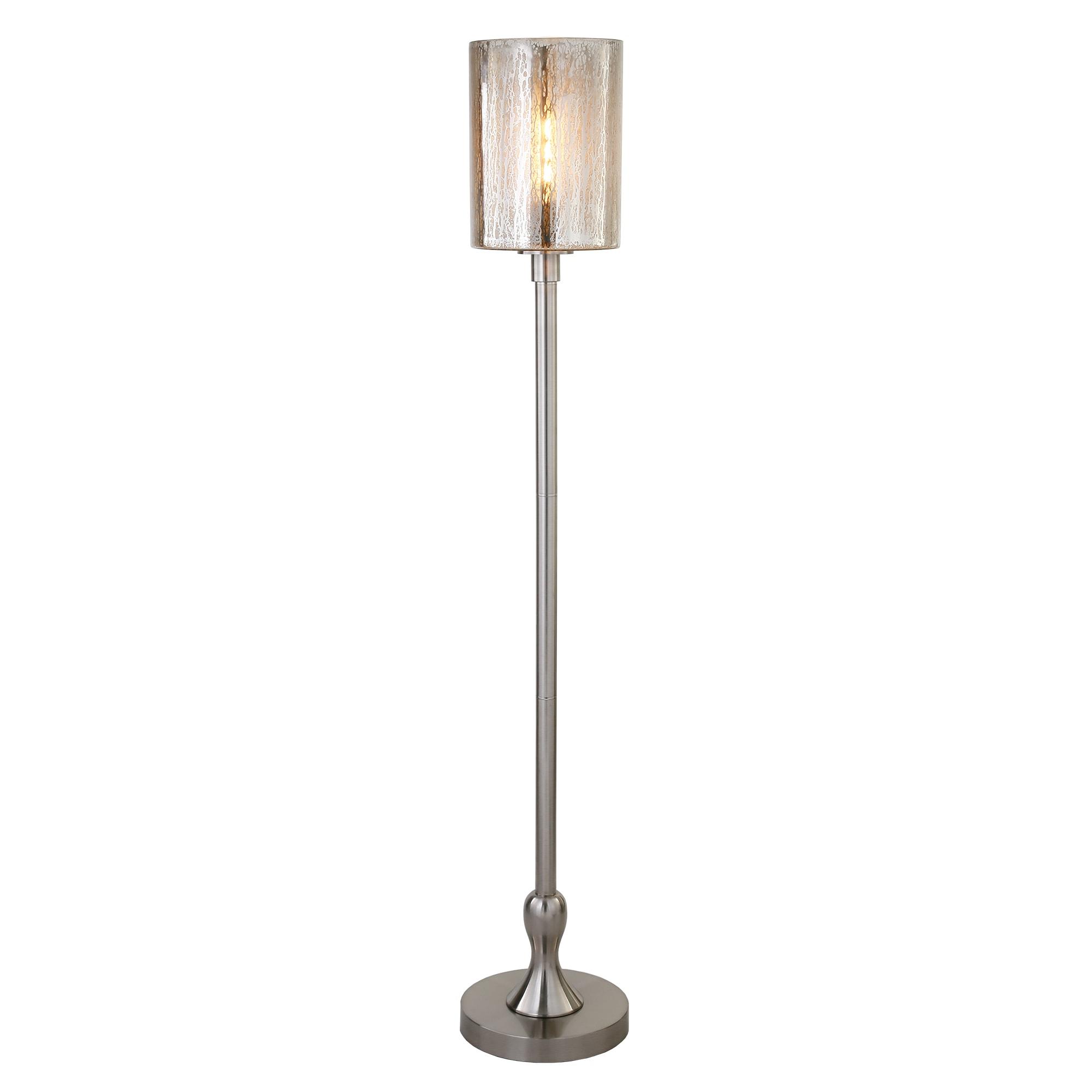 Henn&Hart 12" Brushed Nickel Finish Metal/Mercury Glass Floor Lamp