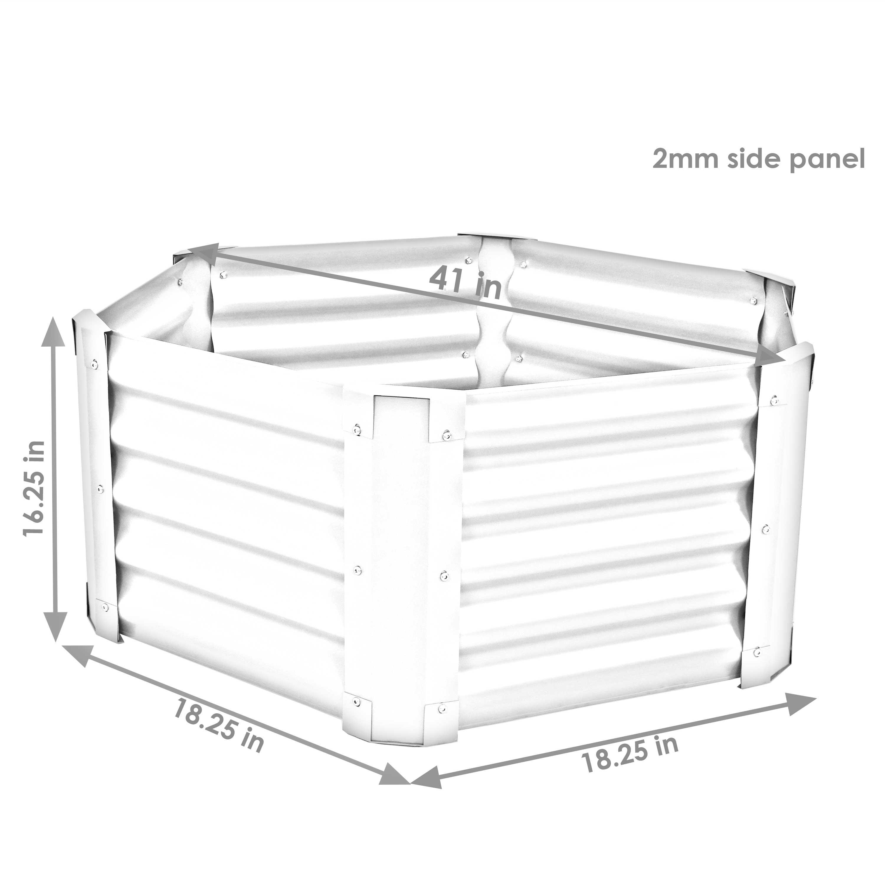 Sunnydaze Raised Powder-Coated Steel Hexagon Planter Garden Bed Kit for Plants, Flowers, Vegetables and Herbs - 41" W x 16" Deep - Gray