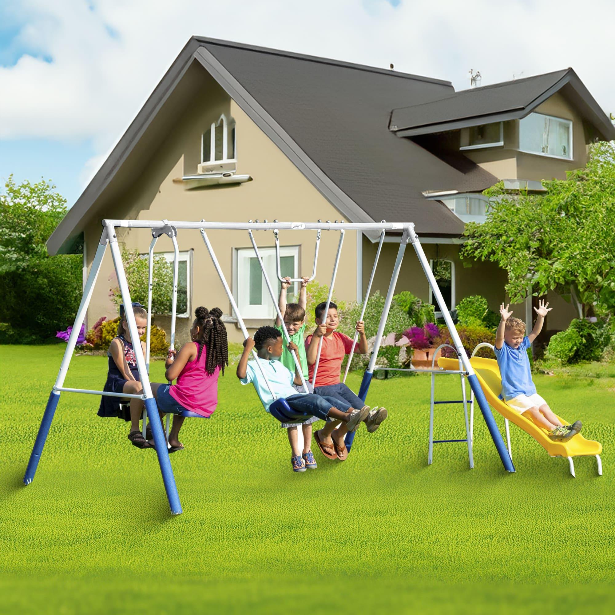 XDP Recreation XDP Recreation Blue Ridge Play Outdoor Backyard Playset Kids Swing Set W/ Slide