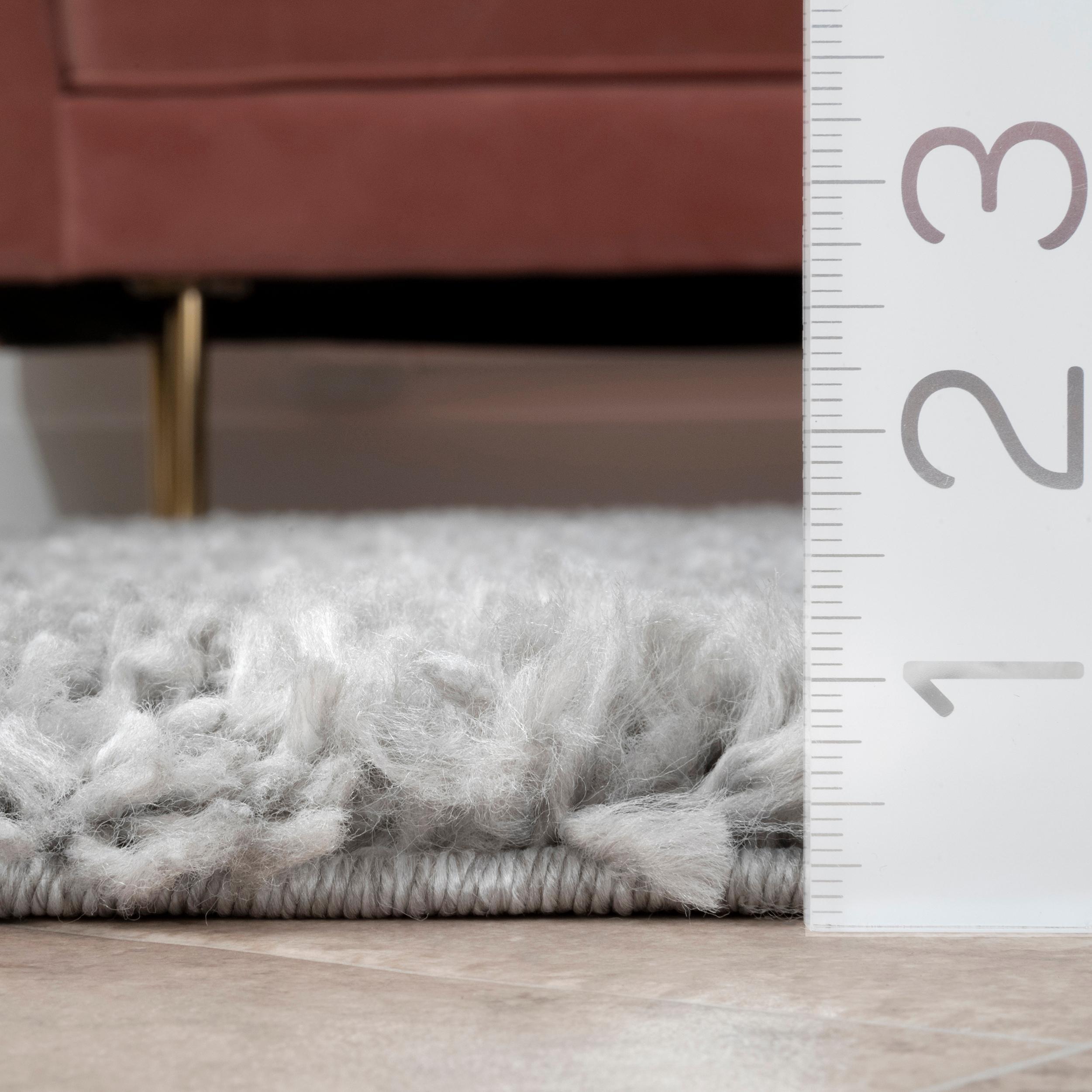 Nuloom Kara Solid 2x8 Runner Shag Indoor Area Rug for Living Room Bedroom Dining Room Nursery Entryway Hallway, Grey/Ivory