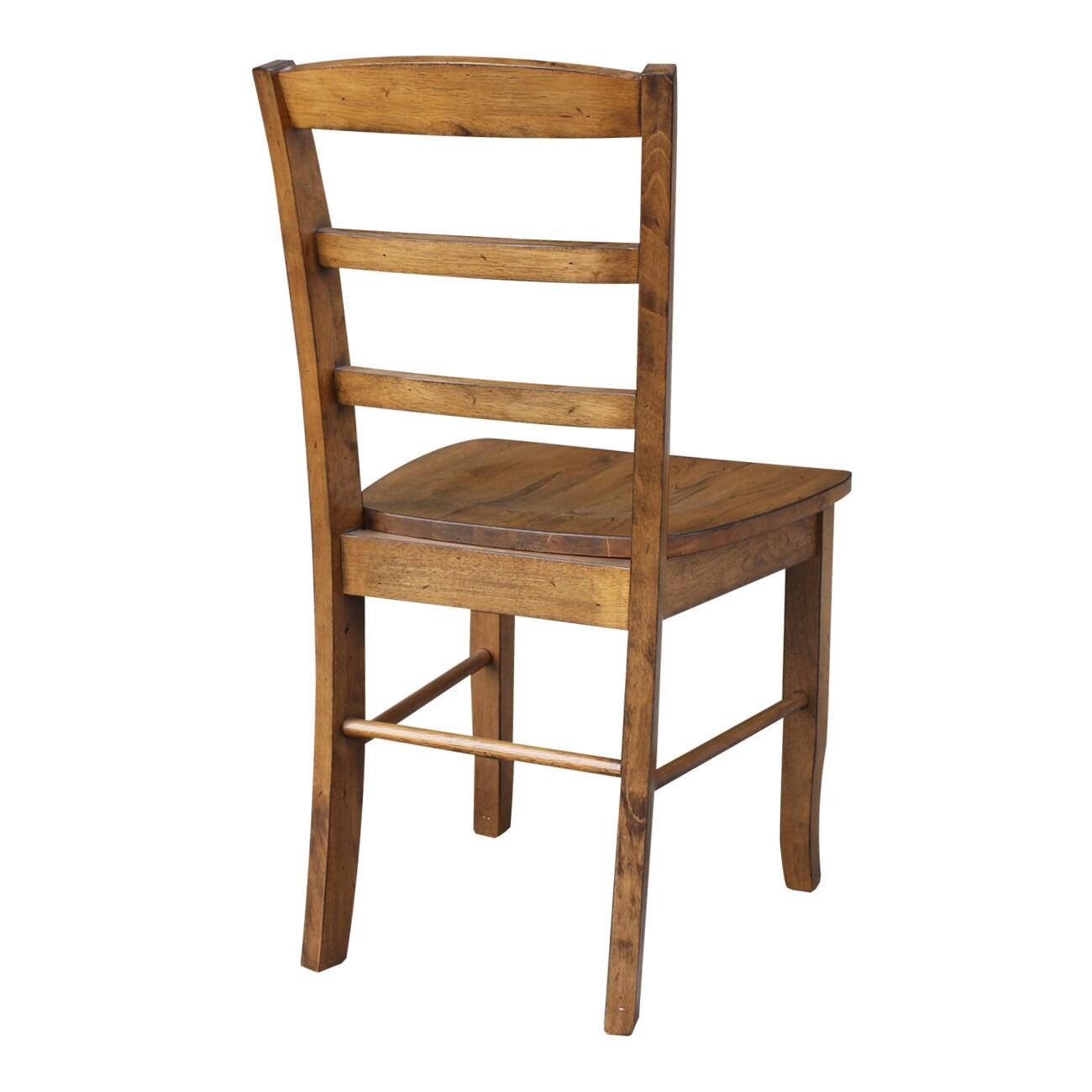 Set of 2 Madrid Ladderback Chairs Pecan - International Concepts: Solid Wood, Armless, Kitchen Seating