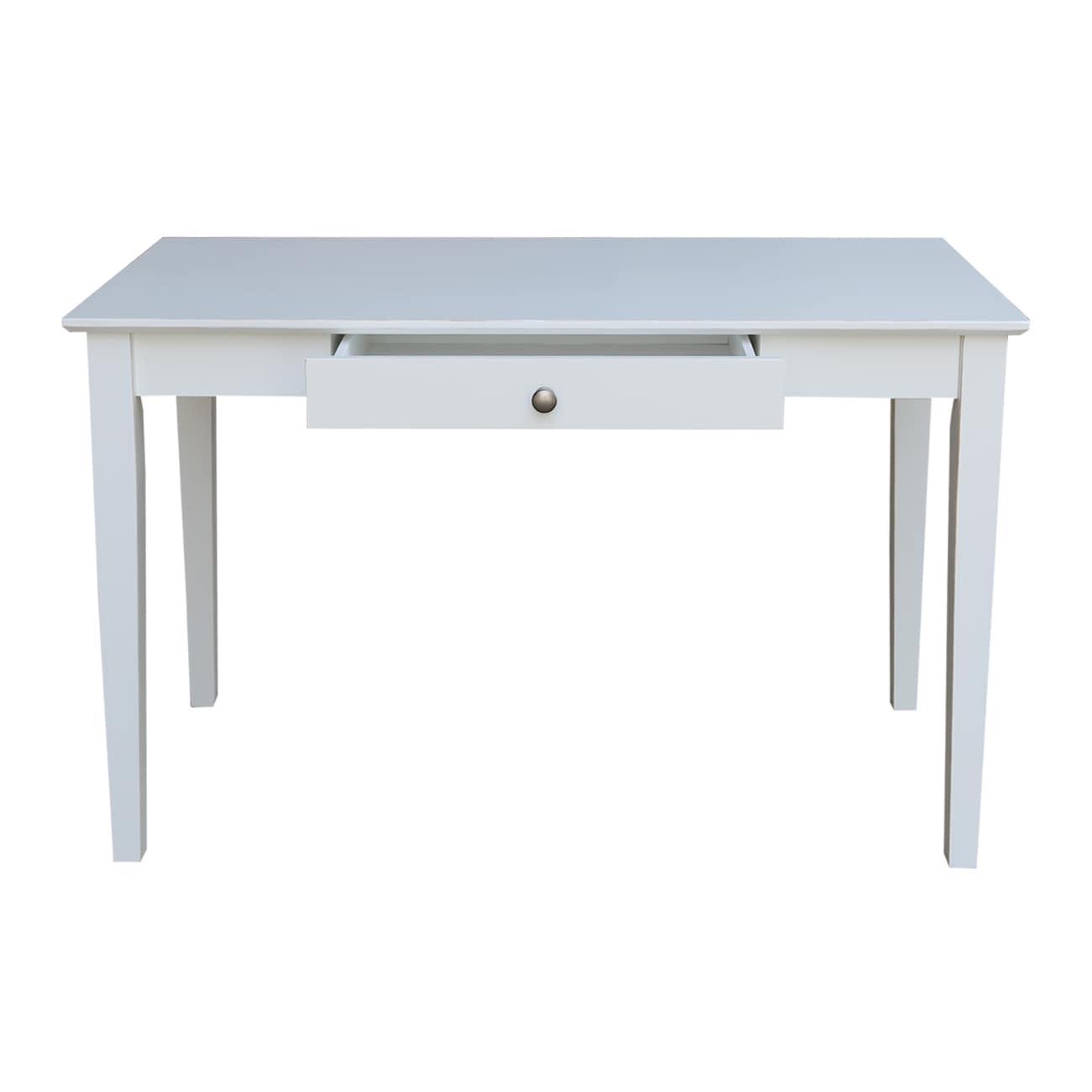 48" Writing Desk Beach White - International Concepts: Modern Hardwood Frame, Painted Finish, 26" Depth, Drawer Storage