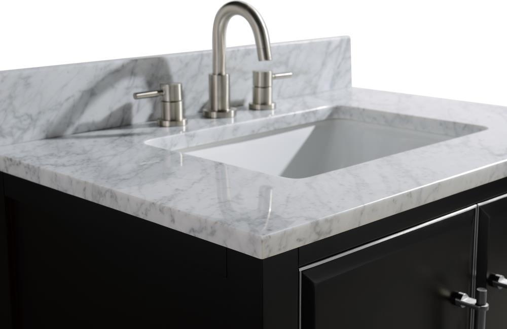Mason 25" Black Solid Wood Vanity with Carrara Marble Top