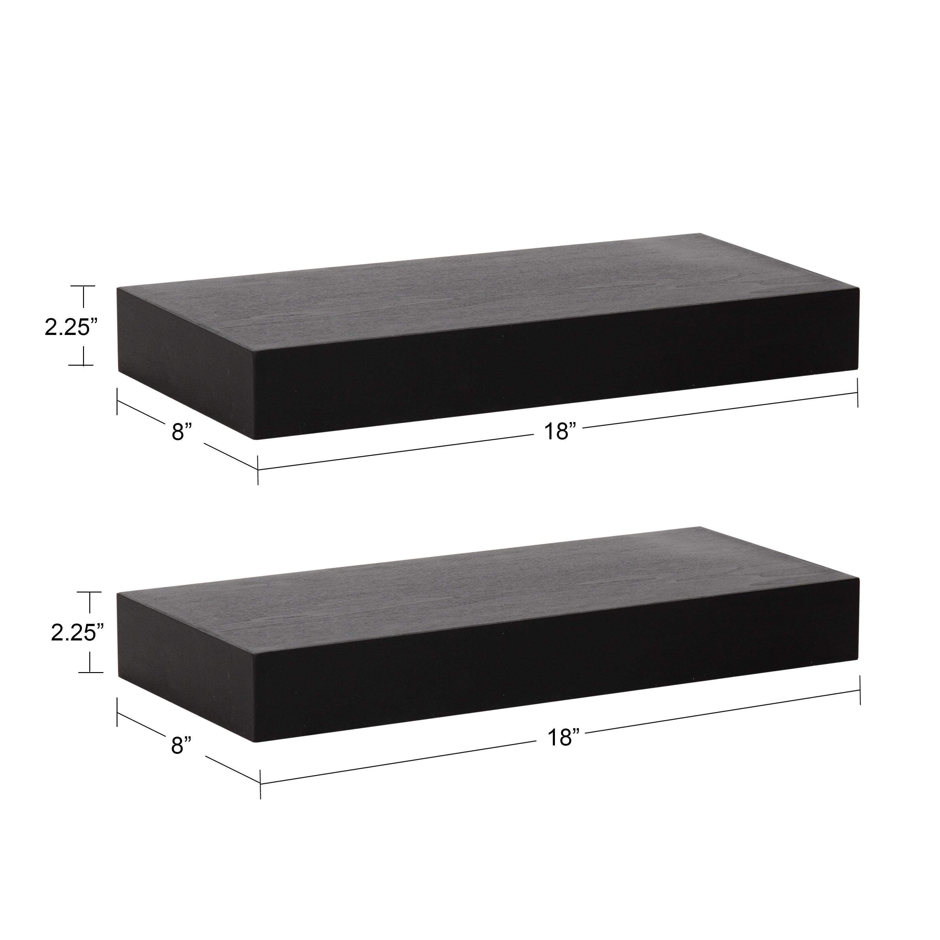 Kate & Laurel All Things Decor 2pc 18" Havlock Wood Shelf Set Black: MDF Open Shelves, No Assembly Required