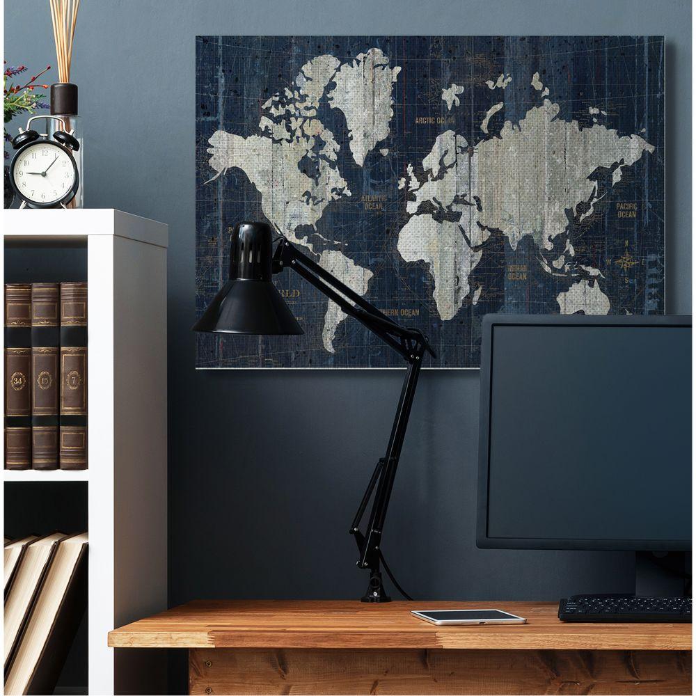 Stupell Industries Distressed Antique World Map Rustic Aesthetic by Wild Apple Portfolio - Graphic Art Print on Canvas