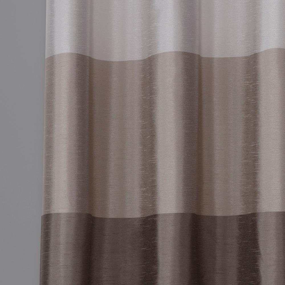 Set of 2 96"x54" Chateau Striped Faux Silk Grommet Top Window Curtain Panel Taupe: Room Darkening Drapes, Exclusive Home