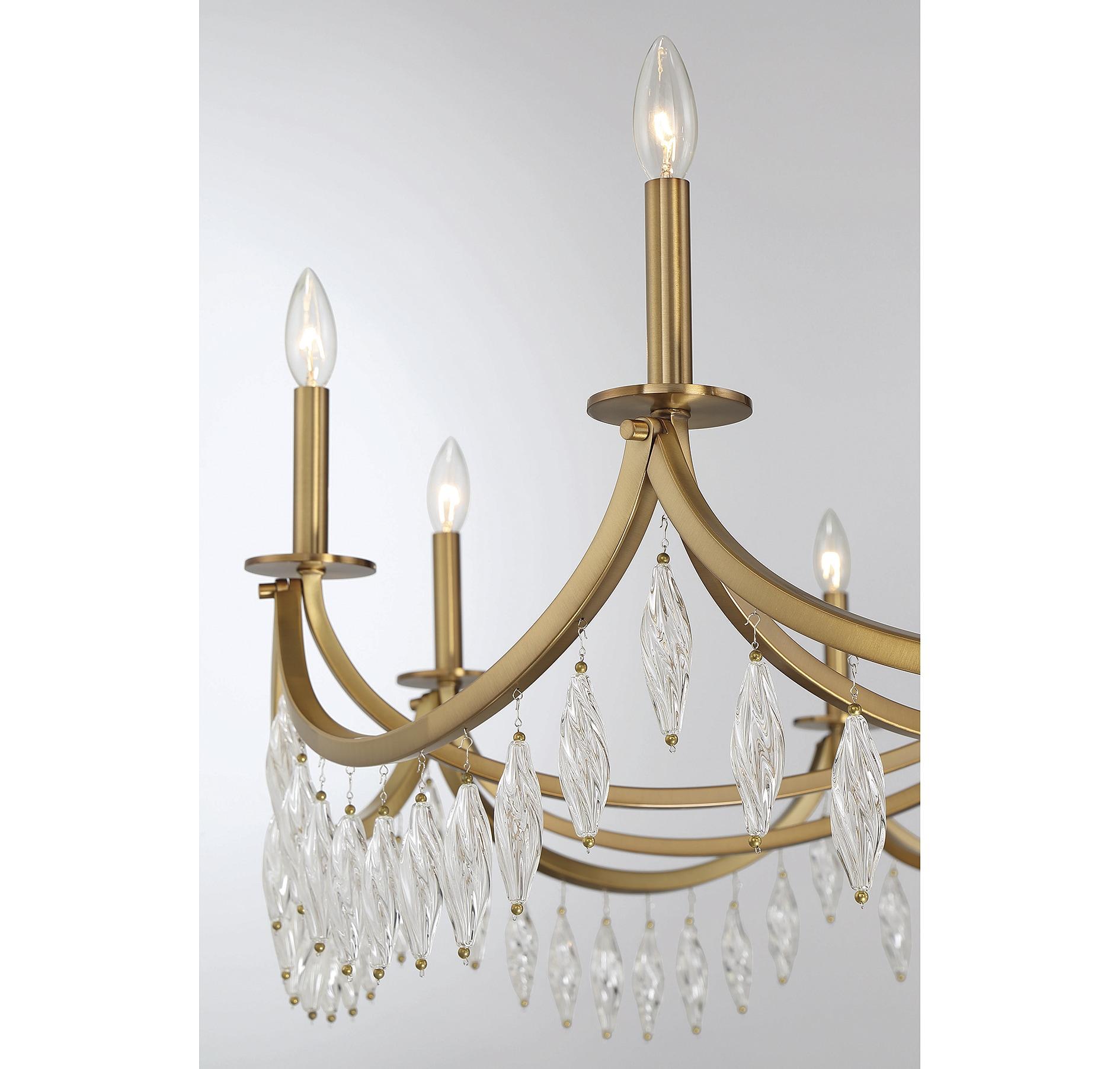Vintage Glam Warm Brass Crystal 10-Light Chandelier