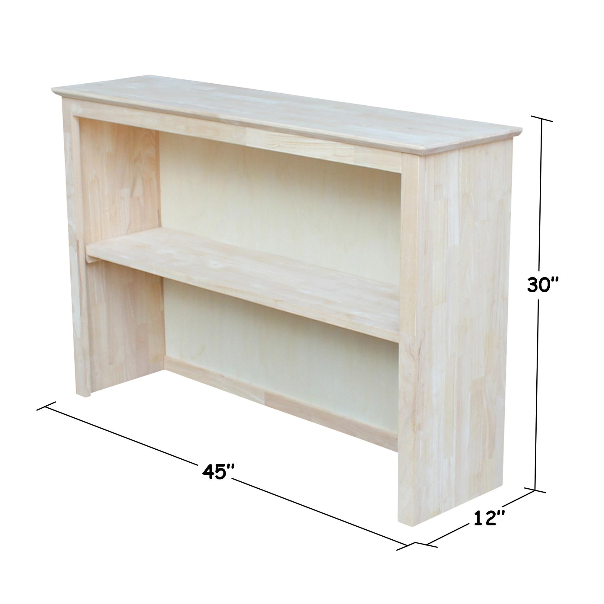 Hutch For Brooklyn Desk Unfinished - International Concepts: Hardwood, Fixed Shelf, 45"x30"