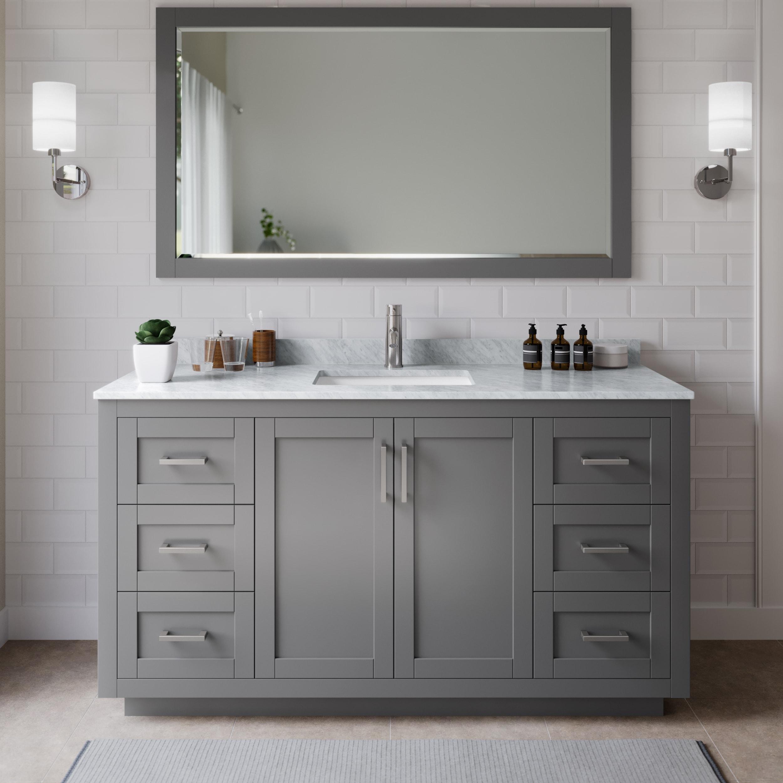 Miranda 66" Dark Gray Marble Top Single Bathroom Vanity