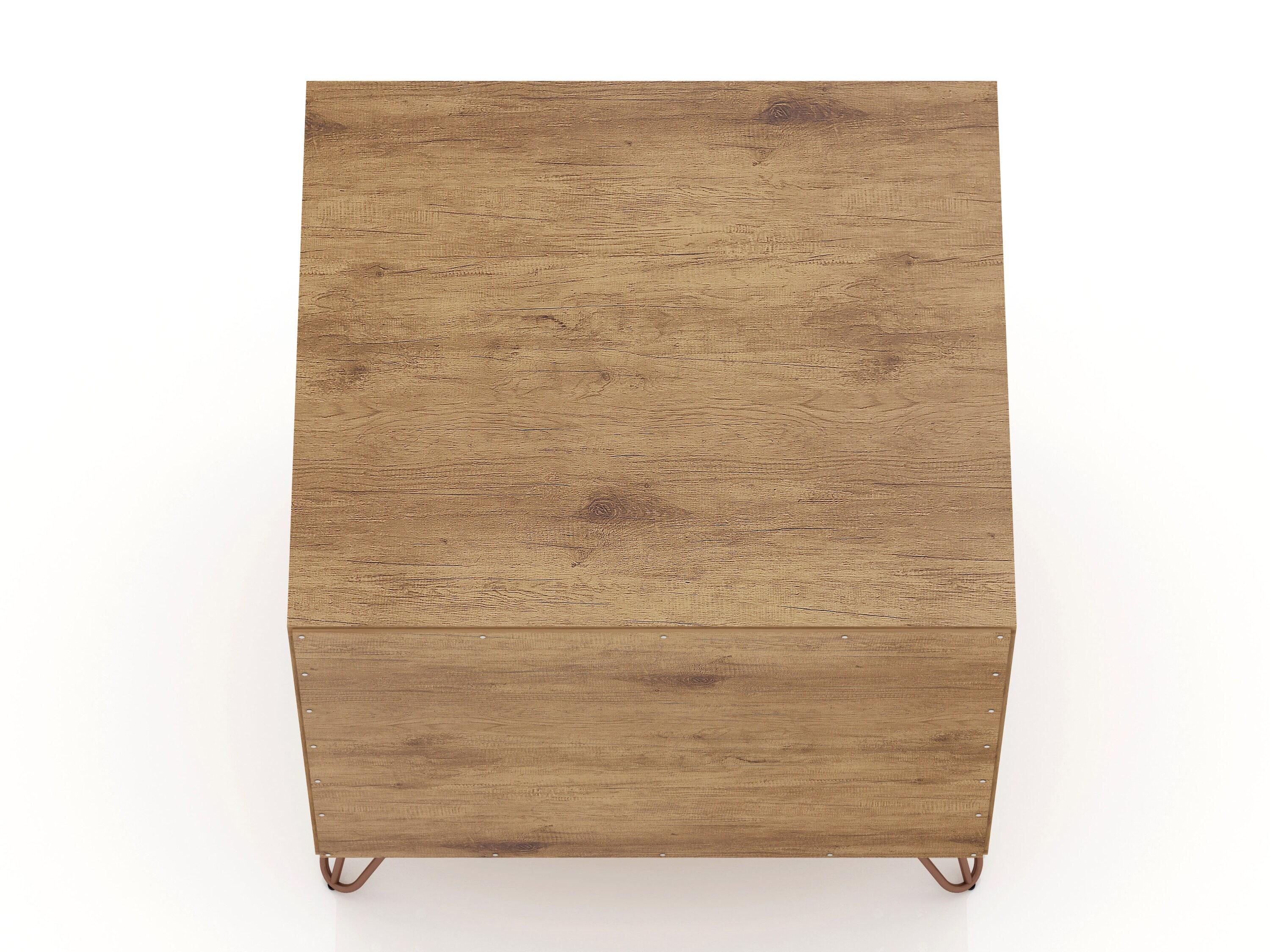 1.0 Rockefeller Nightstand Textured Gray - Manhattan Comfort: Mid-century Design, Metal Legs, Concealed Storage