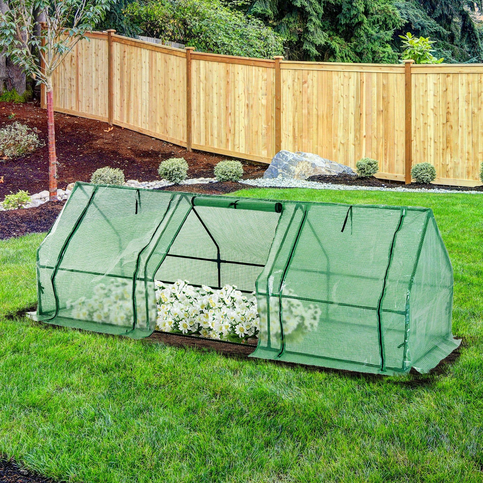 9' x 3' x 3' Portable Mini Greenhouse Outdoor Garden with Large Zipper Doors and Water/UV PE Cover, Green