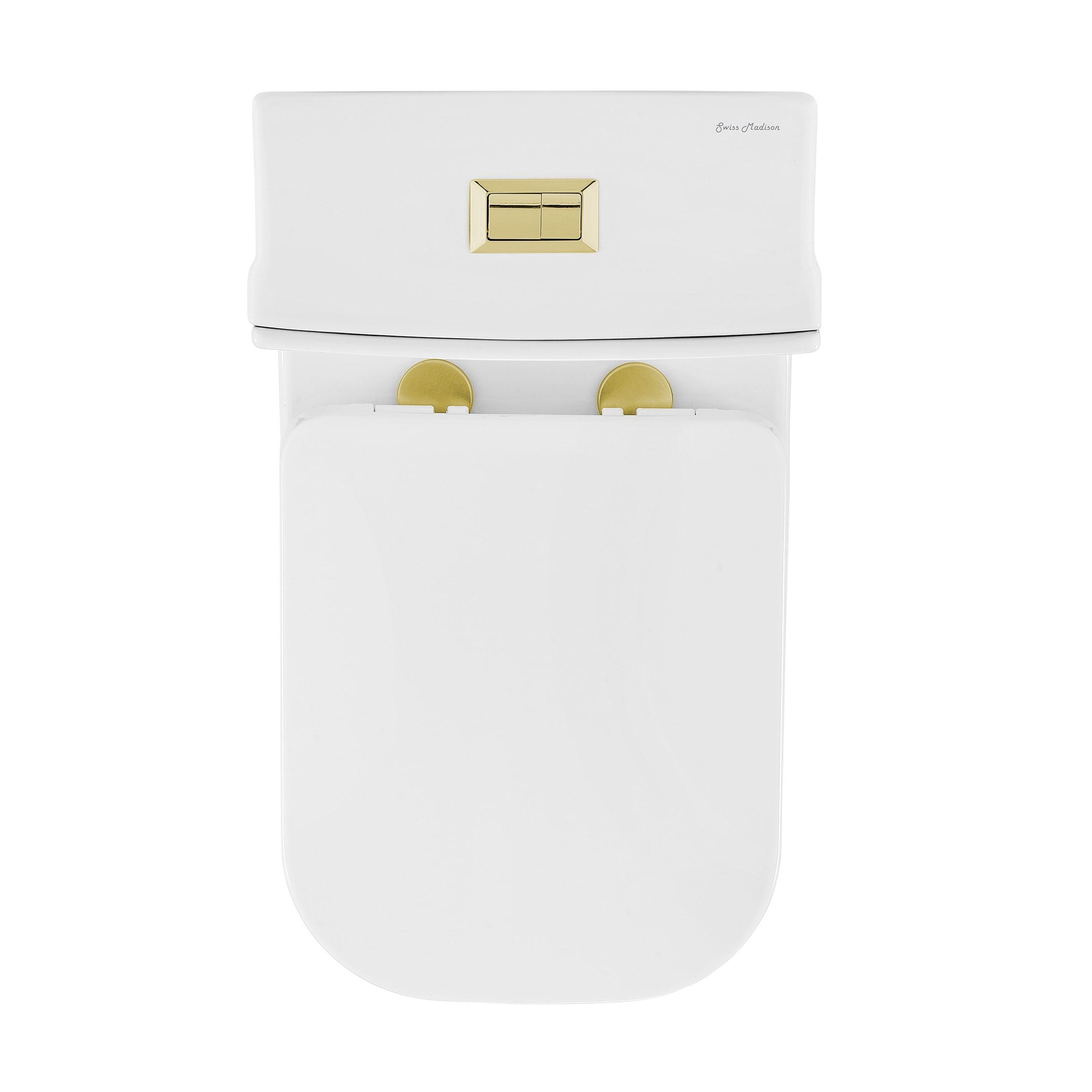 Concorde One Piece Square Toilet Dual Flush, Brushed Gold Hardware 1.1/1.6 gpf