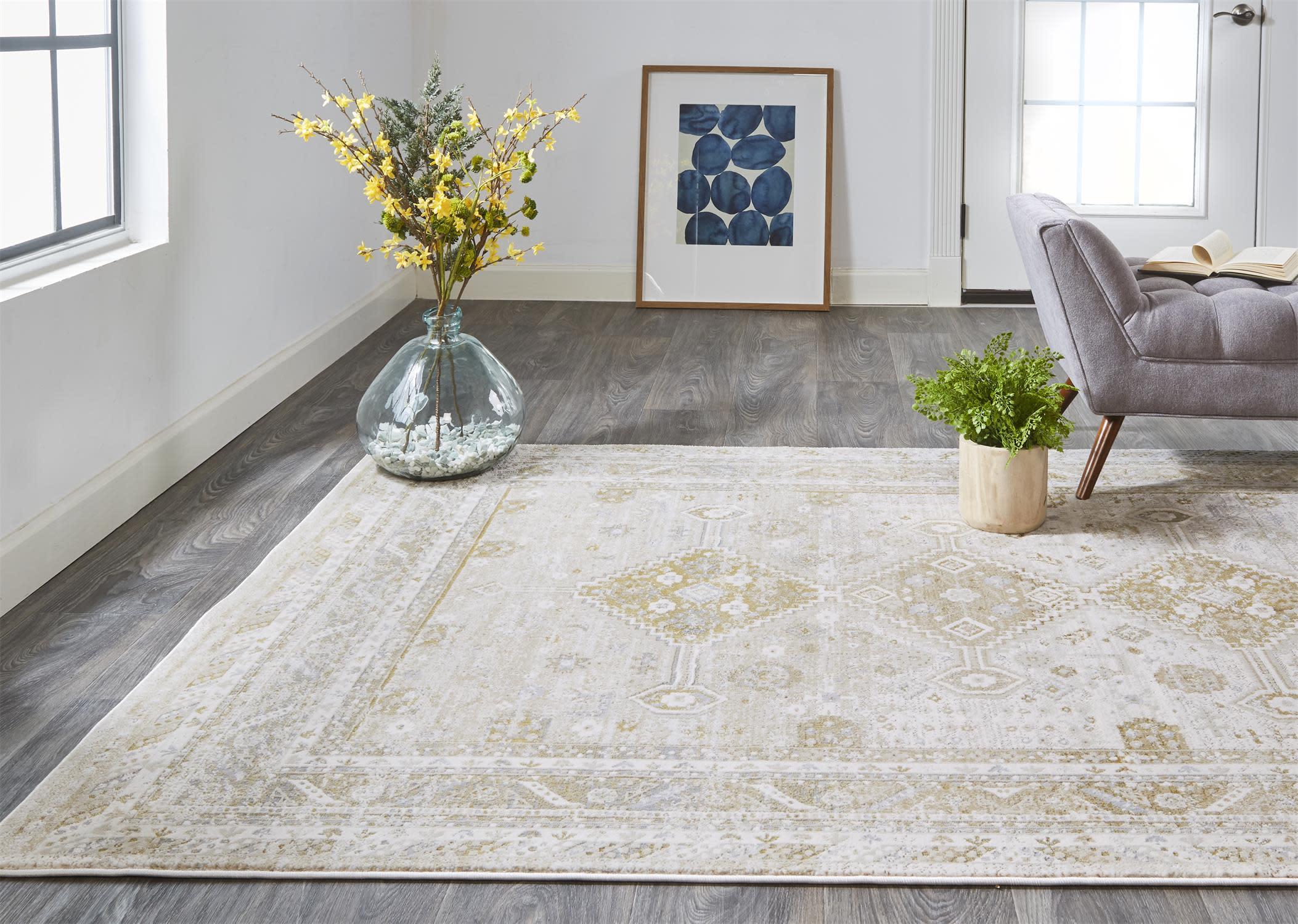 Aura Modern Persian Gold/Ivory Area Rug