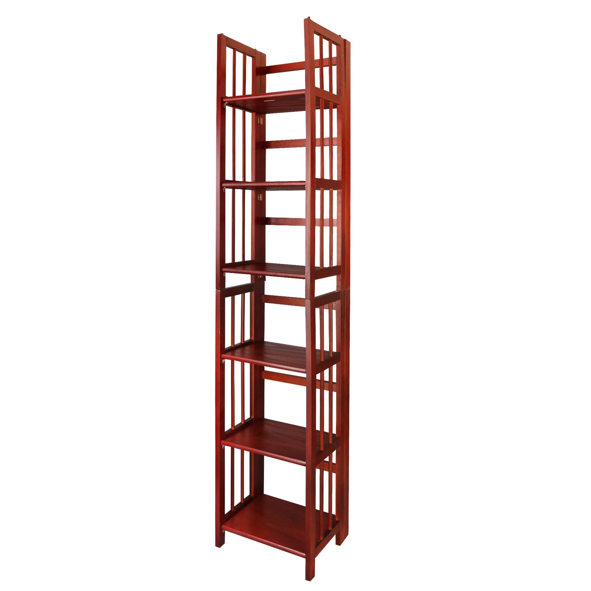 Casual Home 3 Shelf 14 Inch Folding Office Furniture Wood Bookcase, Mahogany