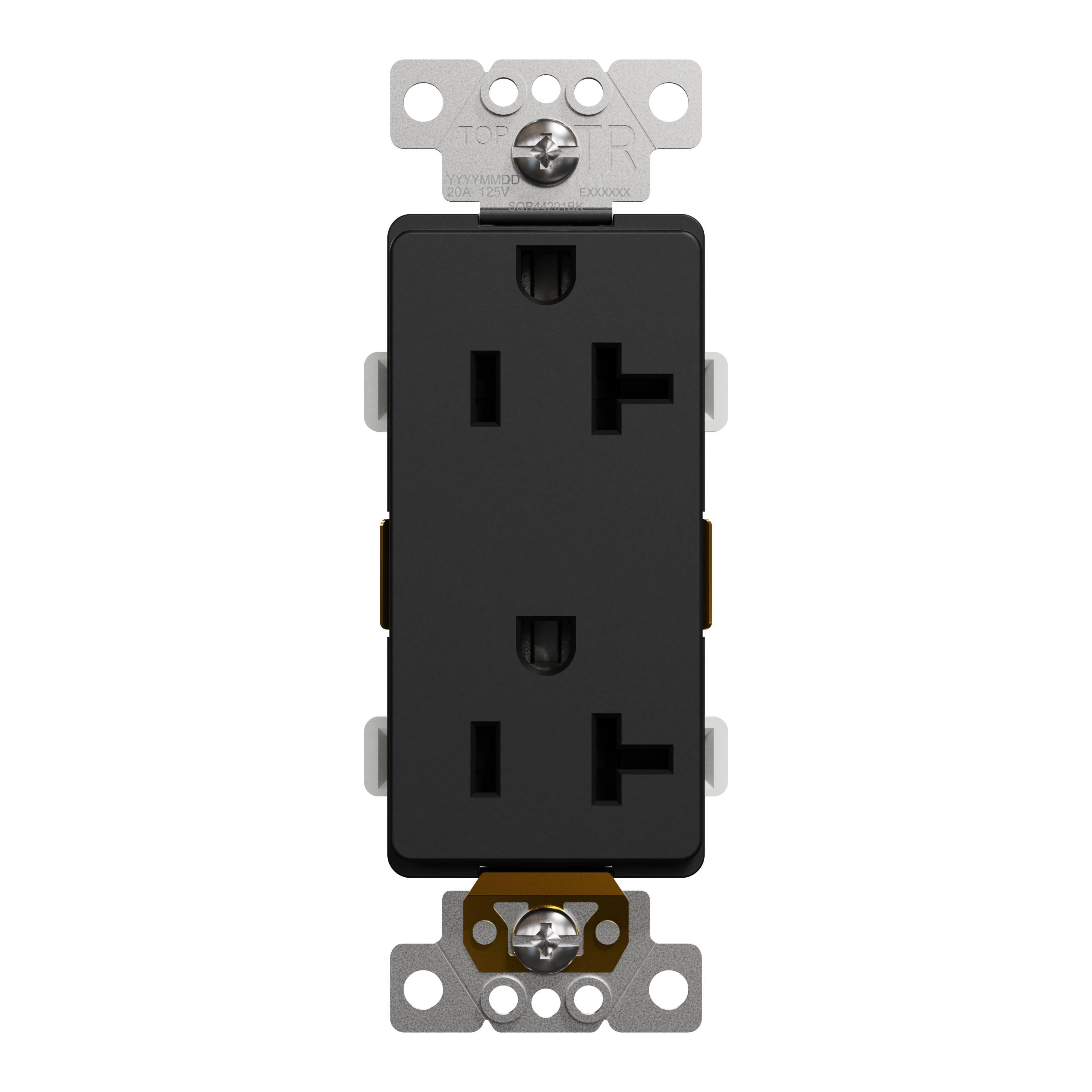 Matte Black 20A Tamper Resistant Duplex Decorator Outlet