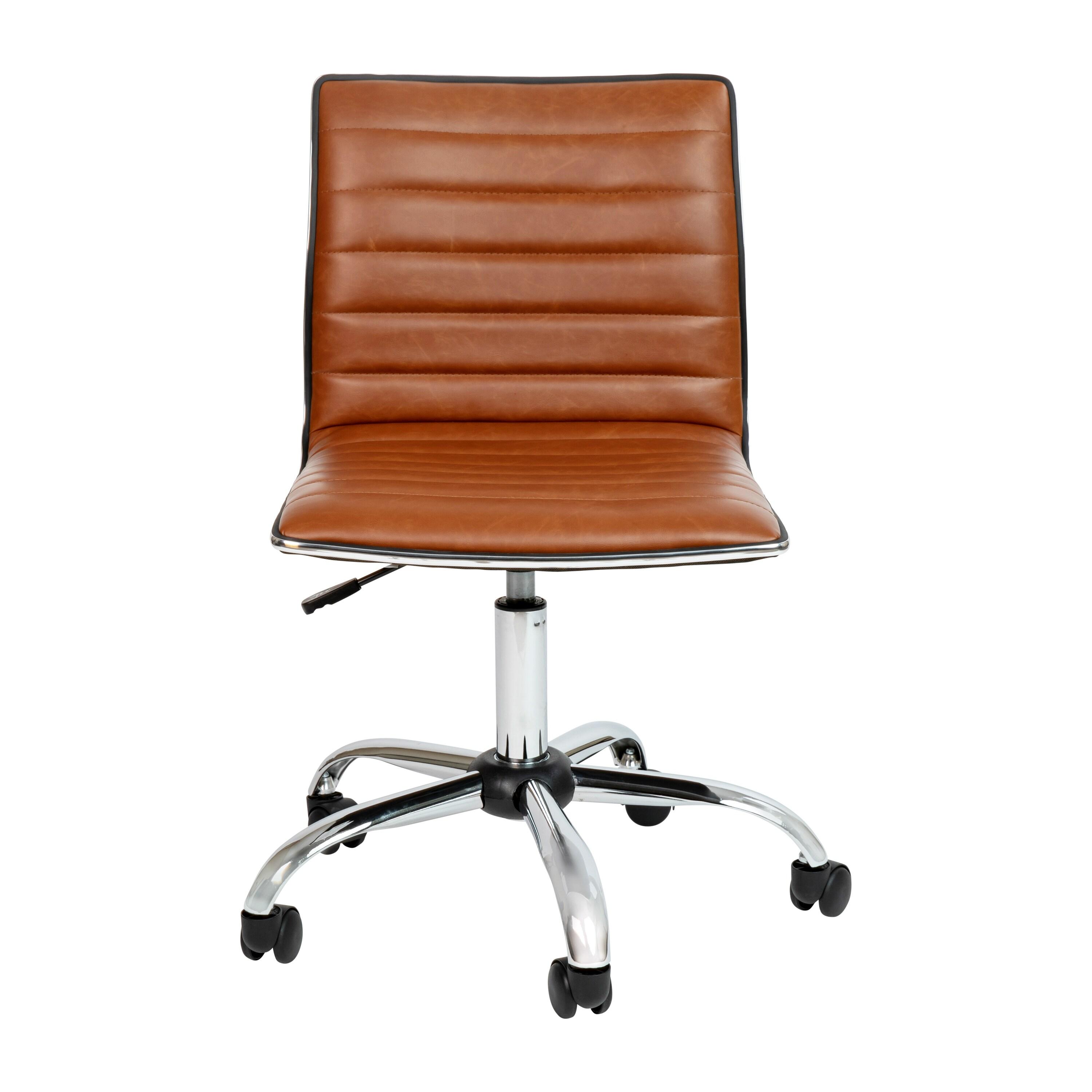 Flash Furniture Merchiston Low-Back Modern Ribbed Upholstered Vinyl Swivel Desk Chair by Flash Furniture