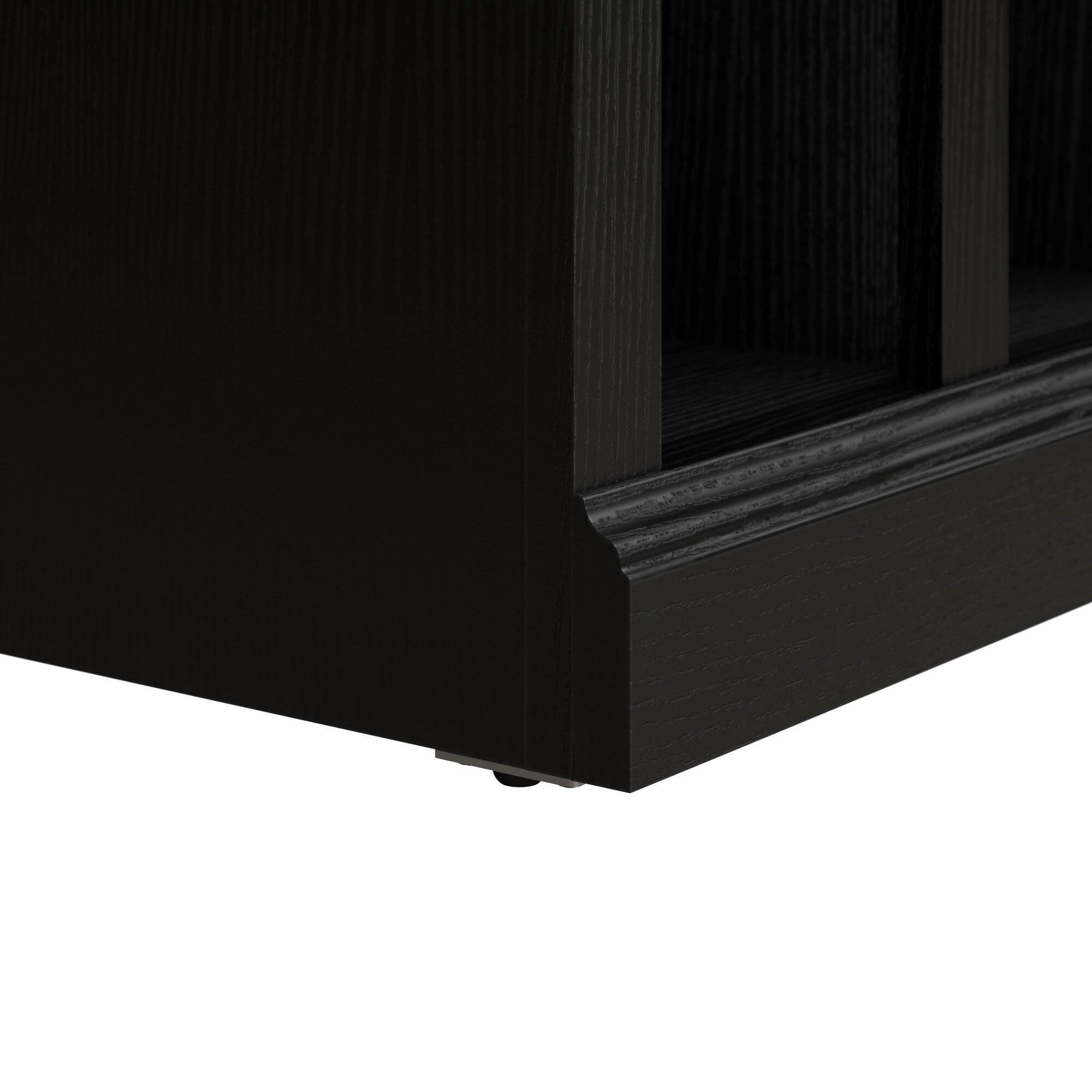 Bowery Hill 40" Engineered Wood Hall Tree and Shoe Bench w/ Shelves in Black Oak