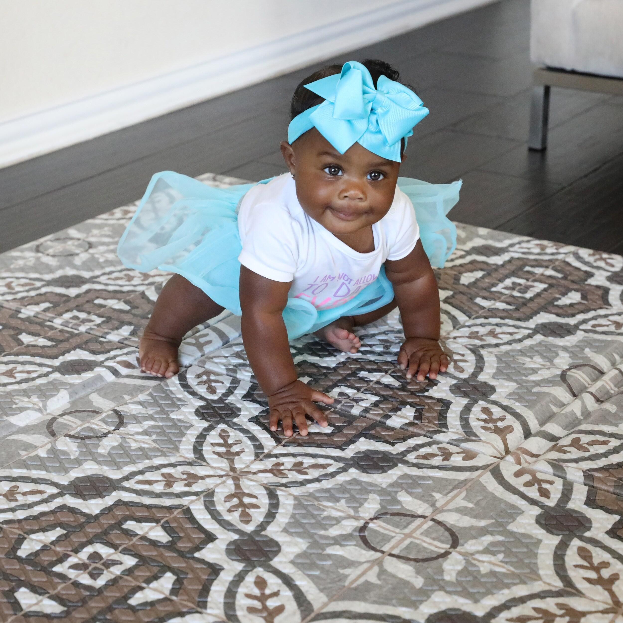 Toddleroo by North States 71" x 71" Foldable Mosaic Padded Play Mat. Extra Large Foam Baby Play Mats for Floor, Waterproof Tummy Time Mat for Indoor & Outdoor Use