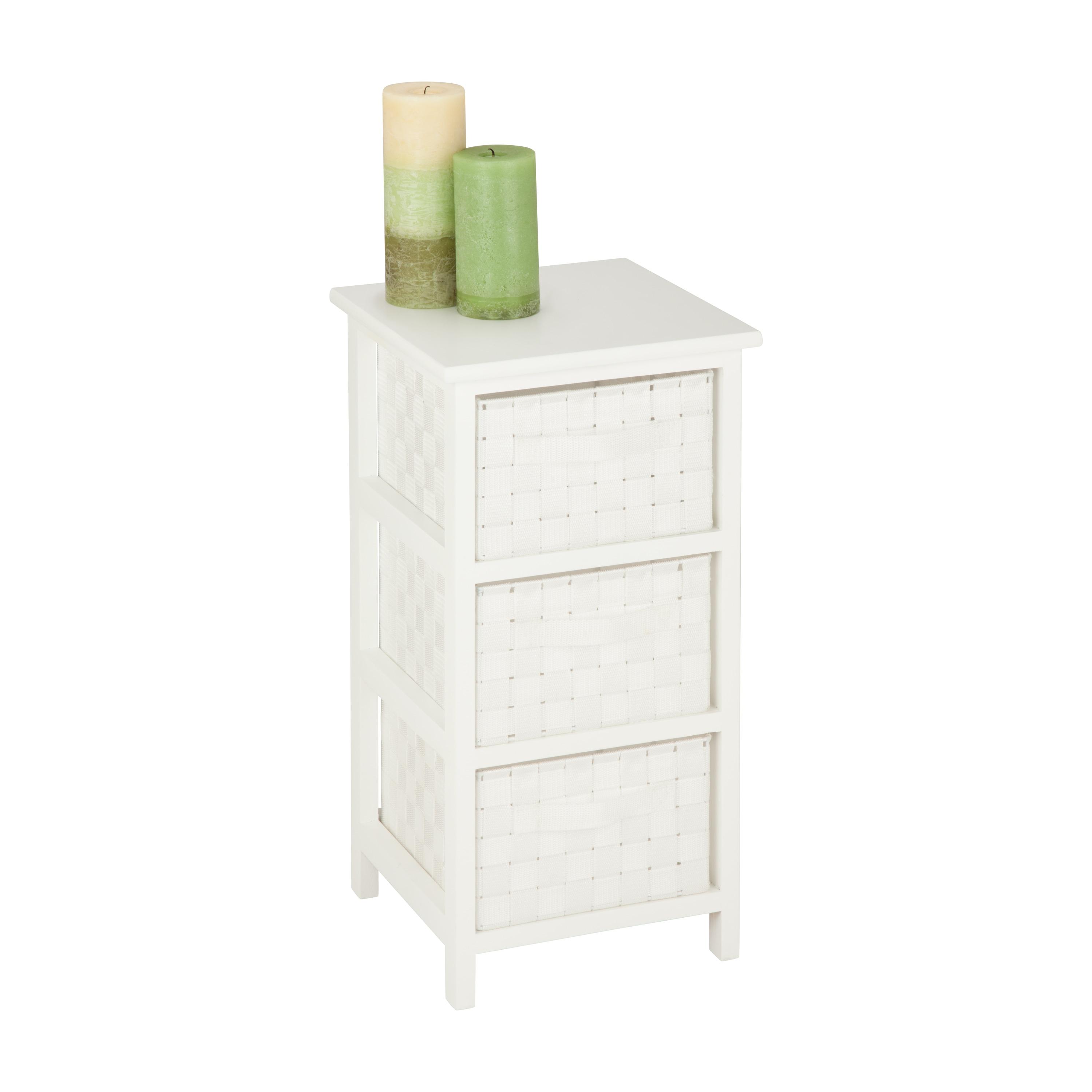 Honey-Can-Do 3 Drawer Chest White: Decorative Storage Drawers, Wood Surface, 24" Height, 12" Depth, 3 Shelves