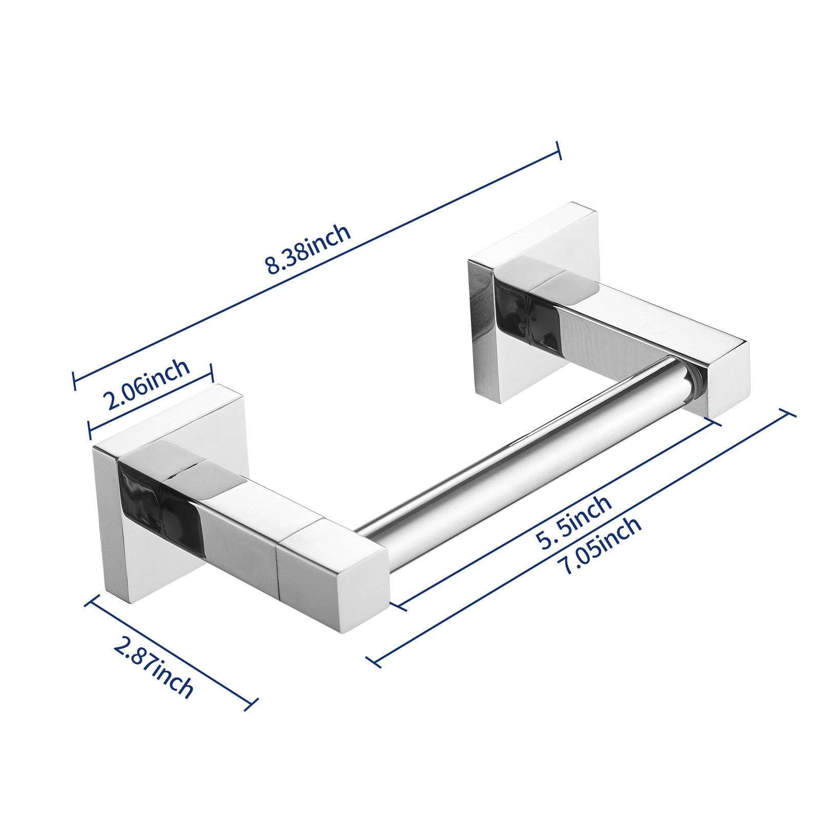 BWE Wall Mounted Toilet Paper Holder Double Post Pivoting Square Tissue Holders Roll Hangers Stand