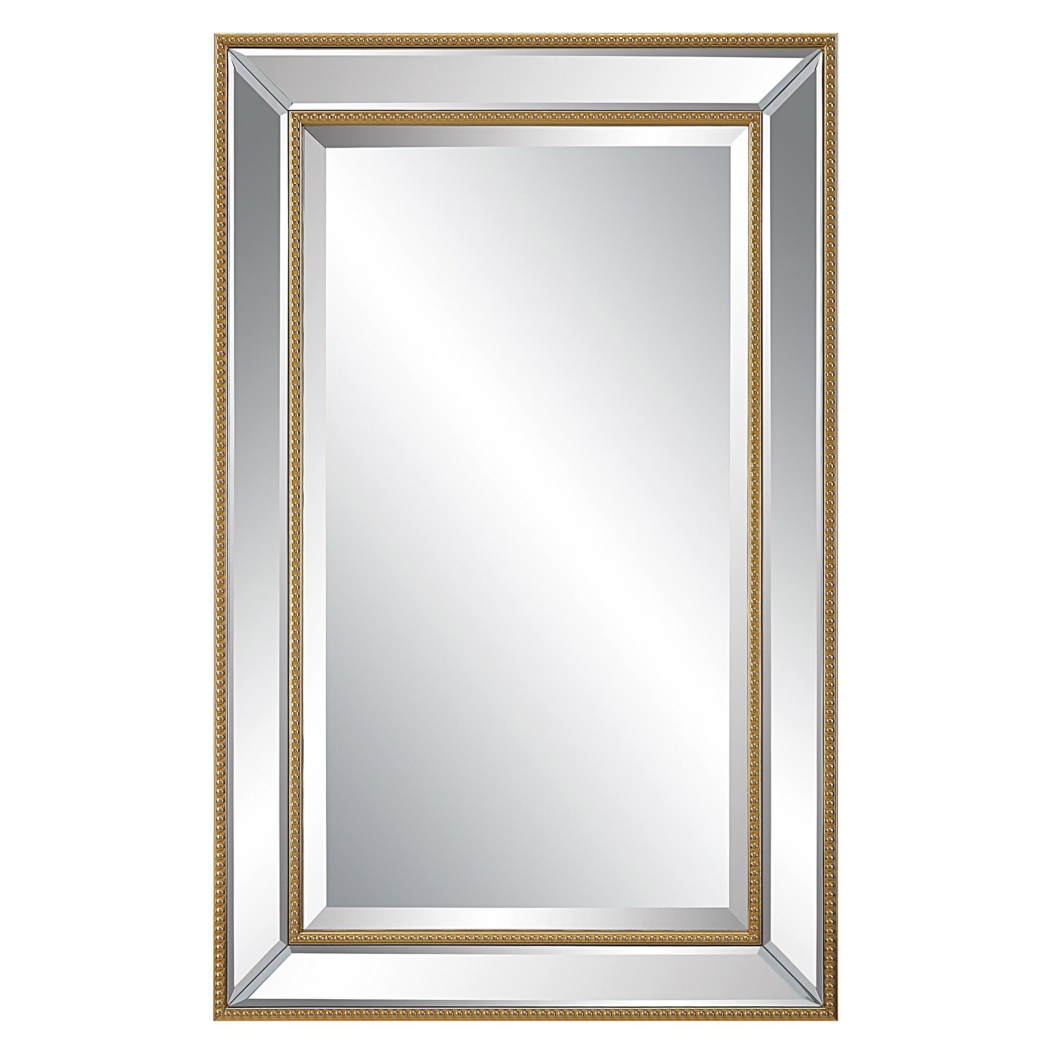 Elegant Gold Beaded Silver Wood Framed Vanity Mirror