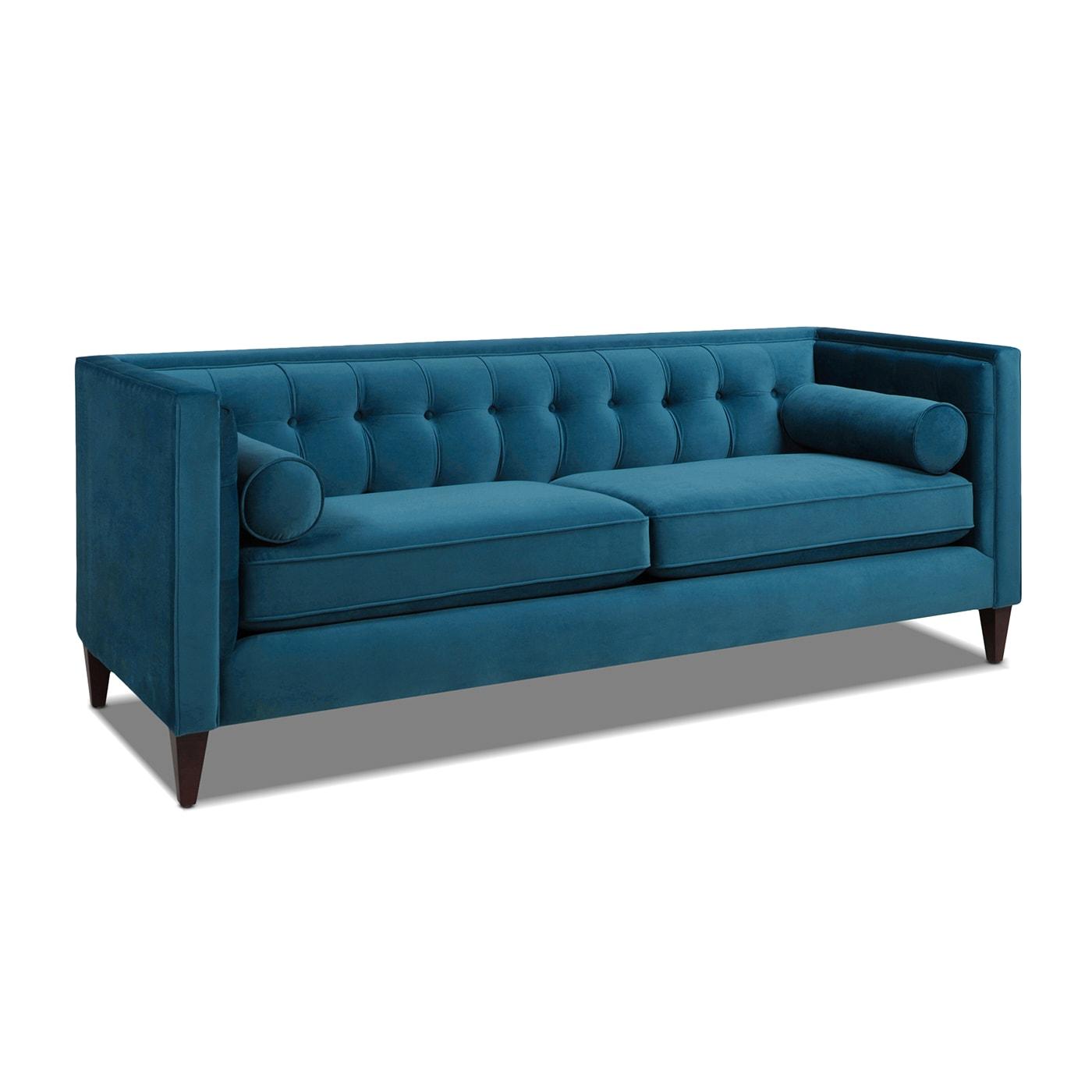 Jack 84" Tufted Tuxedo Sofa Double Cushion Satin Teal