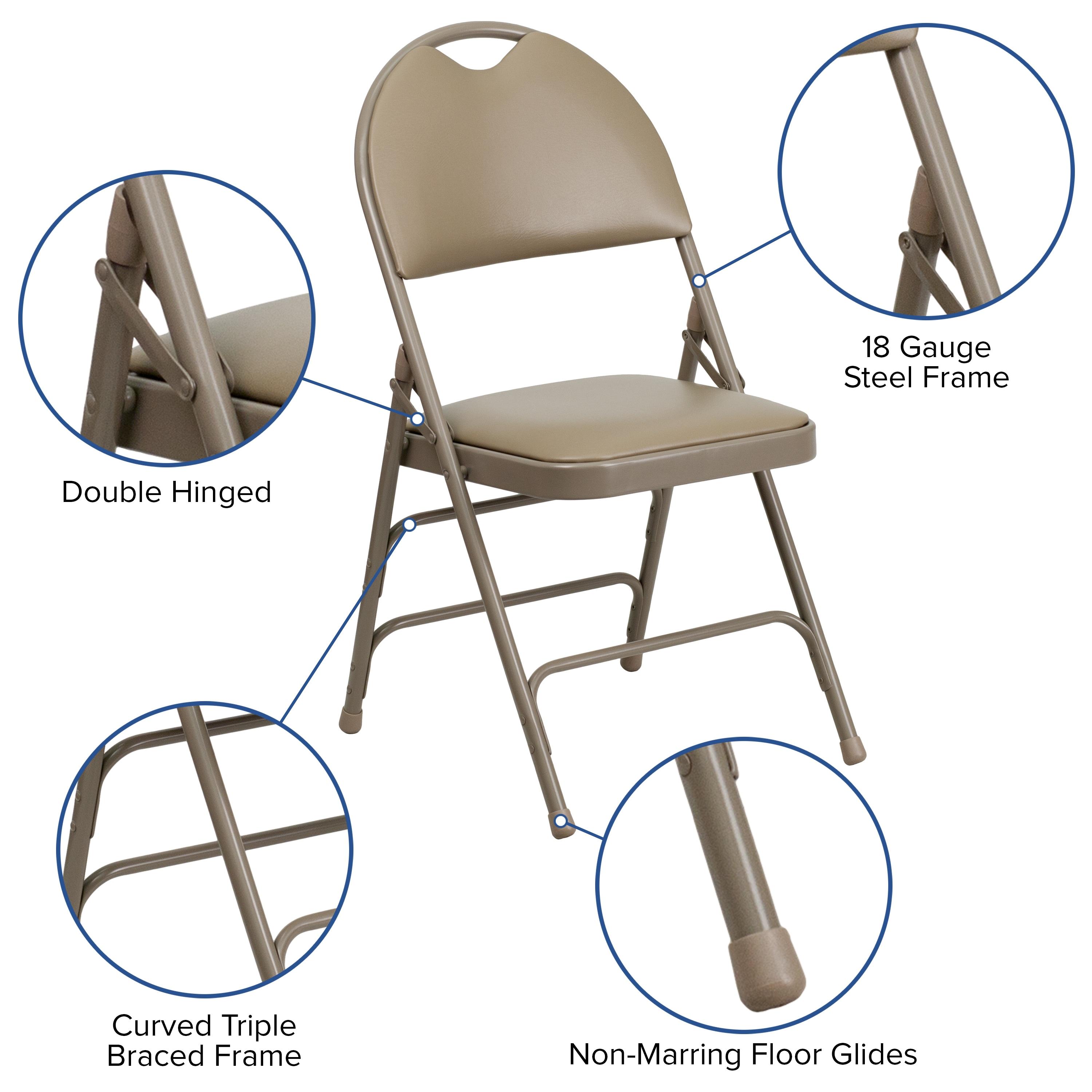 Executive Beige Vinyl High-Back Armless Chair with Metal Frame