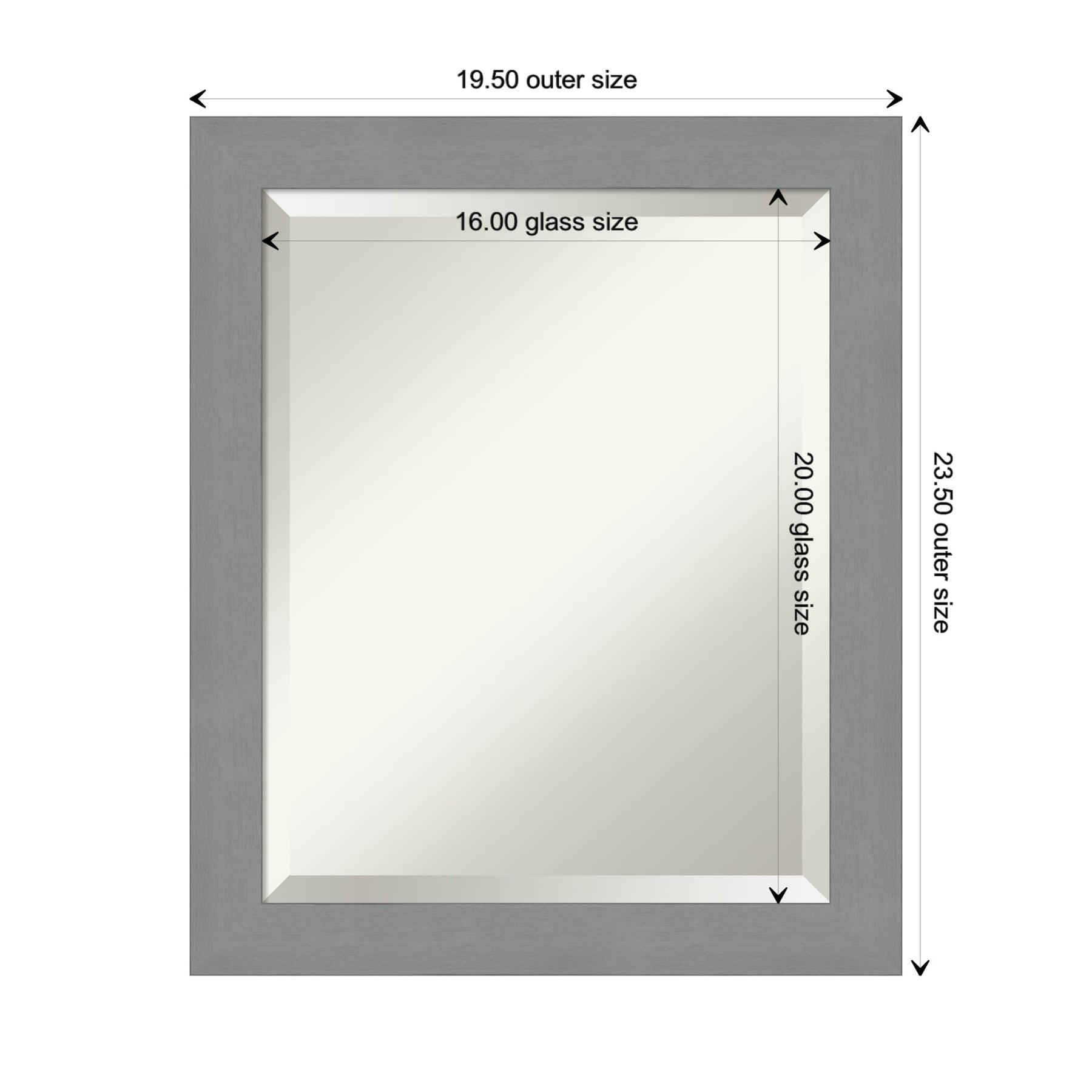 20" x 24" Brushed Nickel Framed Bathroom Vanity Wall Mirror - Amanti Art: Modern Rectangle, No Assembly Required