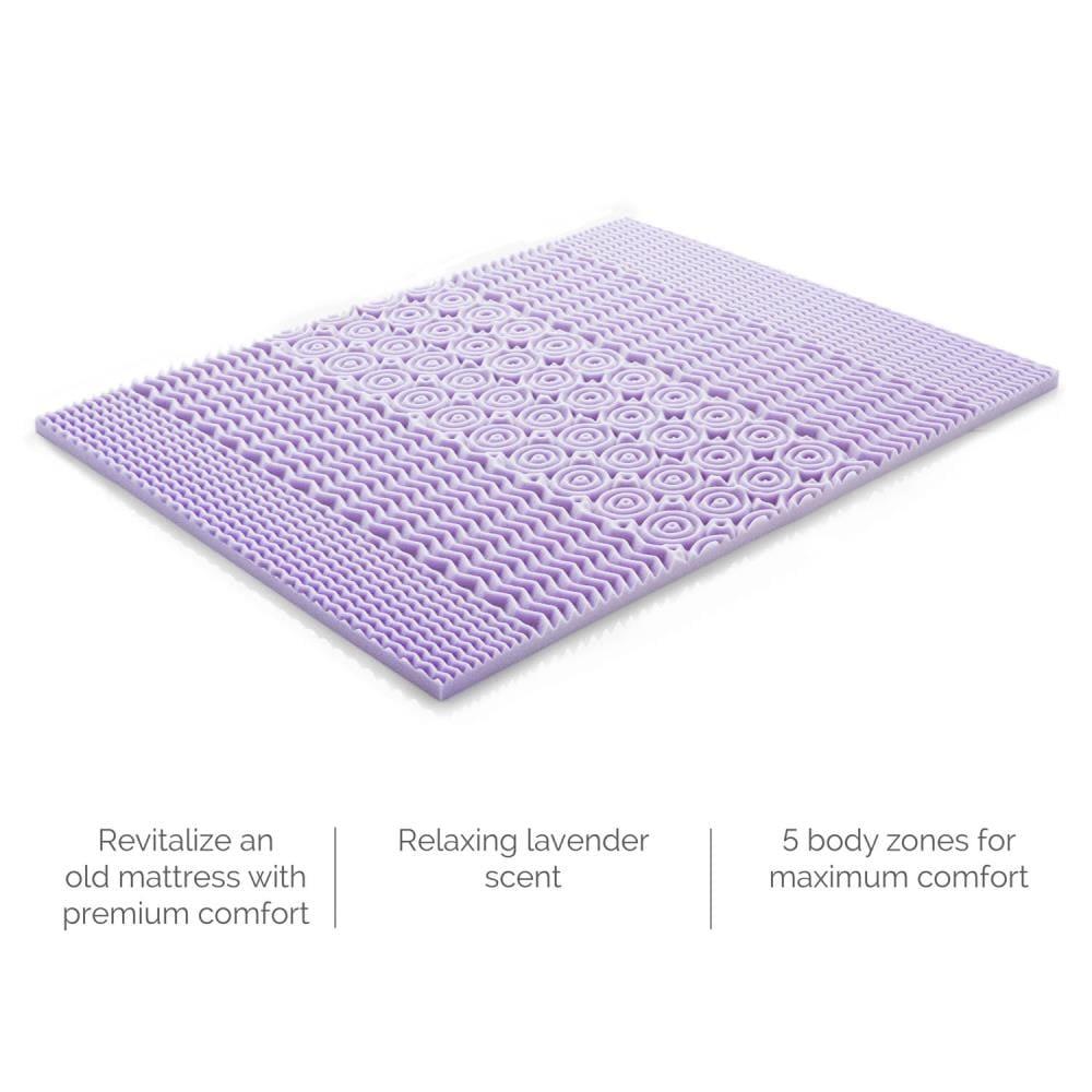 2" Zoned Lavender Memory Foam Mattress Topper