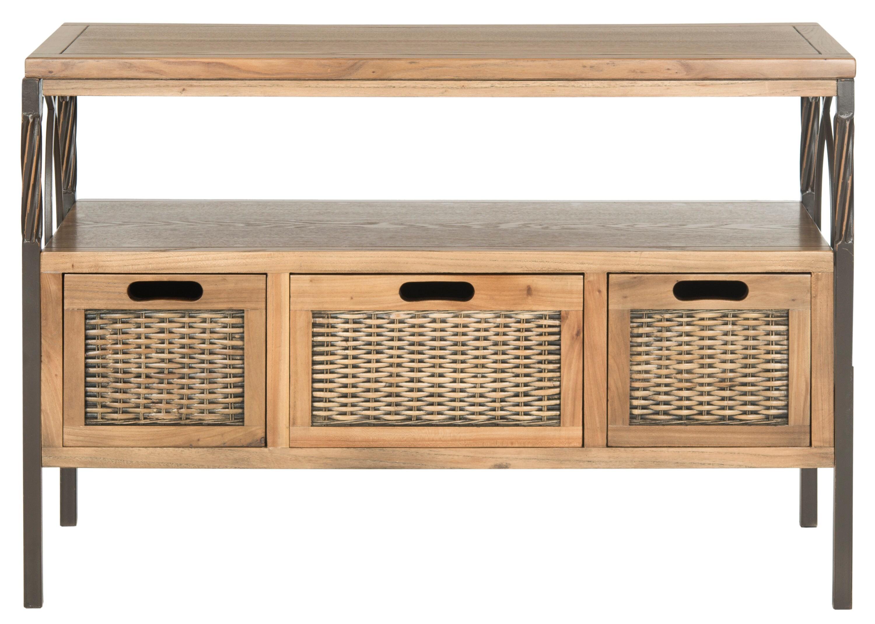 Joshua Media Console Table - Oak - Safavieh