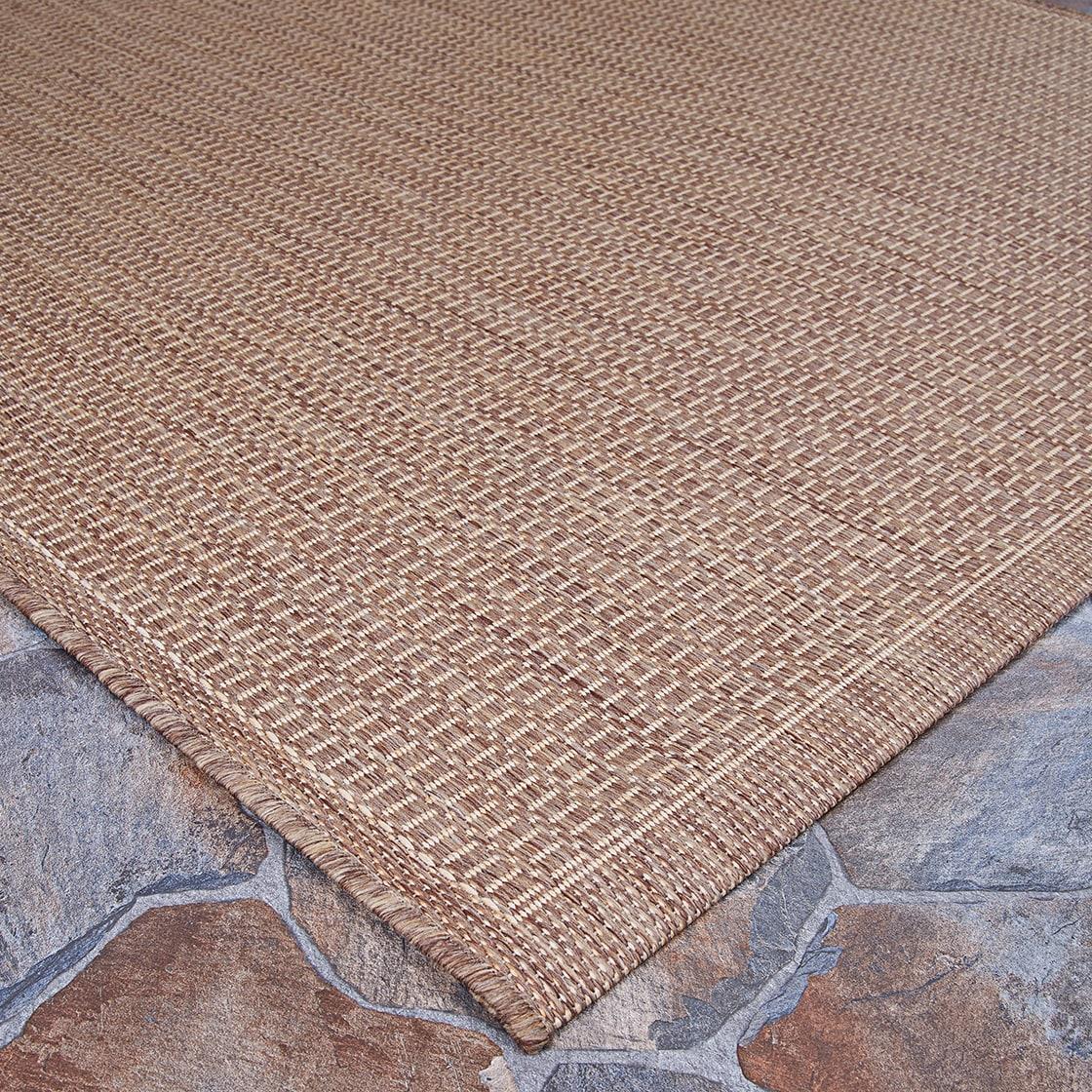 Couristan Recife Saddle Stitch Indoor /Outdoor Area Rug, Cocoa- Natural, 3'9" x 5'5"