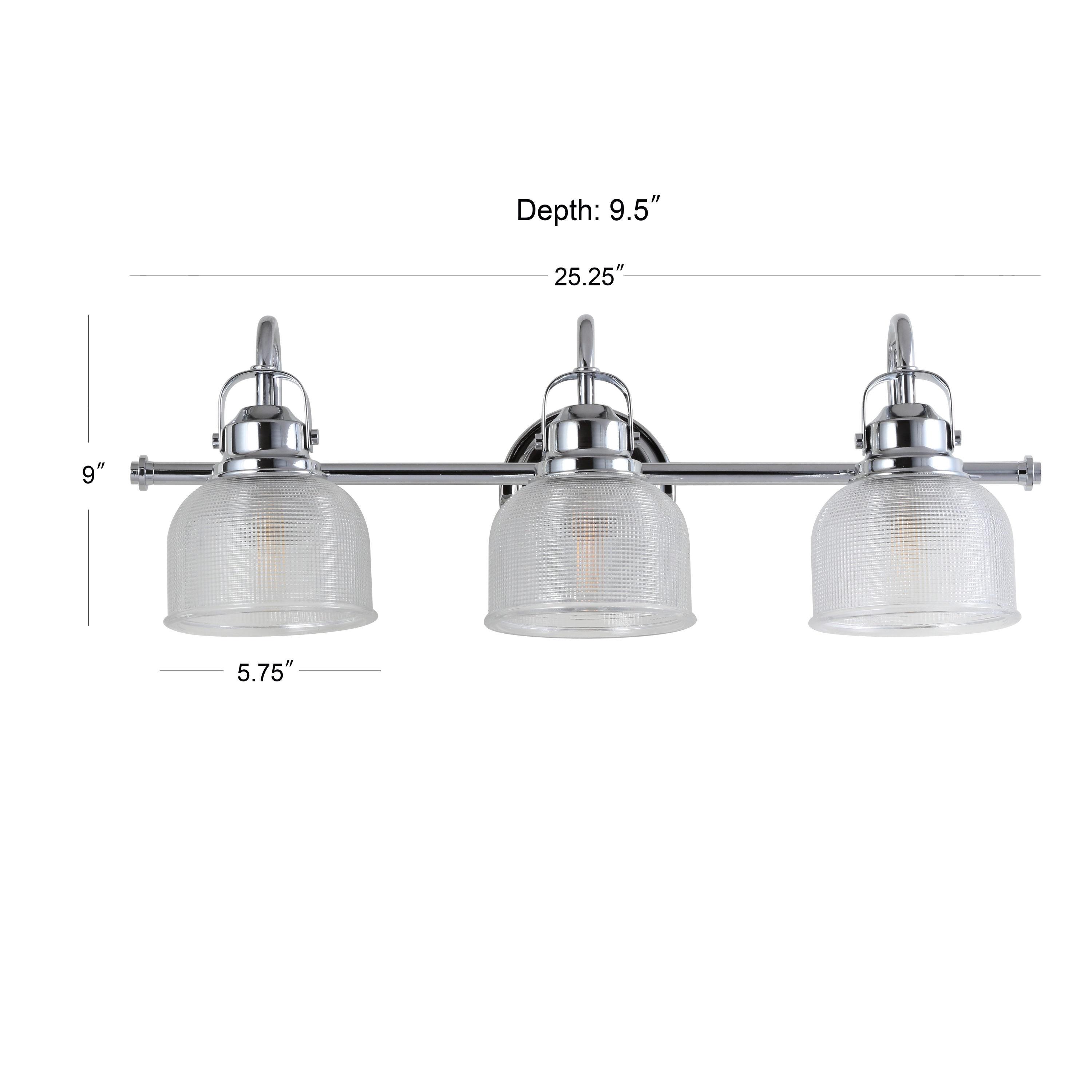 JYL7409A Virginia 25.25" 3-Light Metal/Glass LED Traditional Classic Vanity Light Modern 2700K LED 4W Bulbs Entryway Lobby Kitchen Bathroom Bedroom Living Room Hallway, Chrome