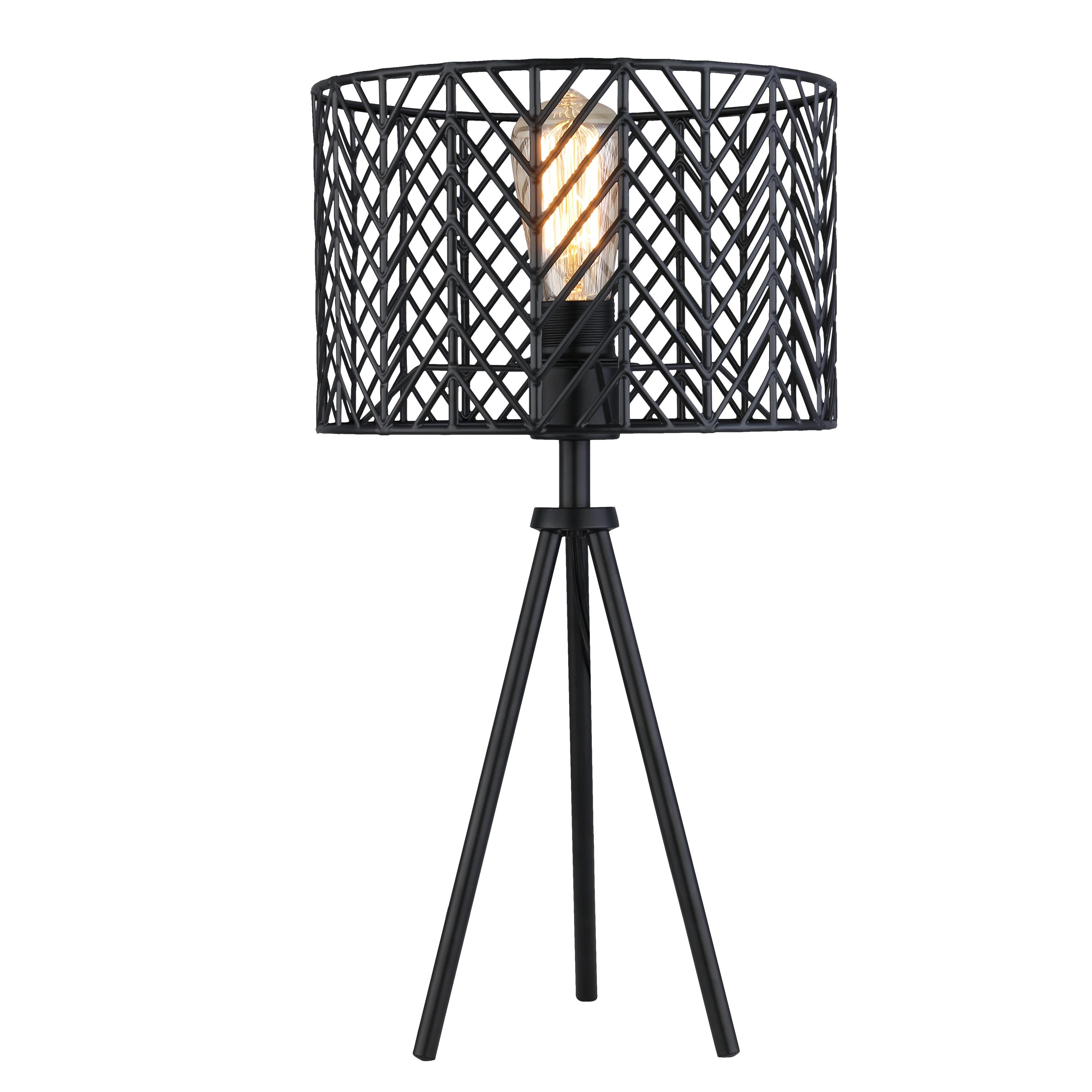 18.5" Ingrid Cage Shade Metal Tripod Table Lamp Black - River of Goods: Modern Accent for Living Room, Inline Switch
