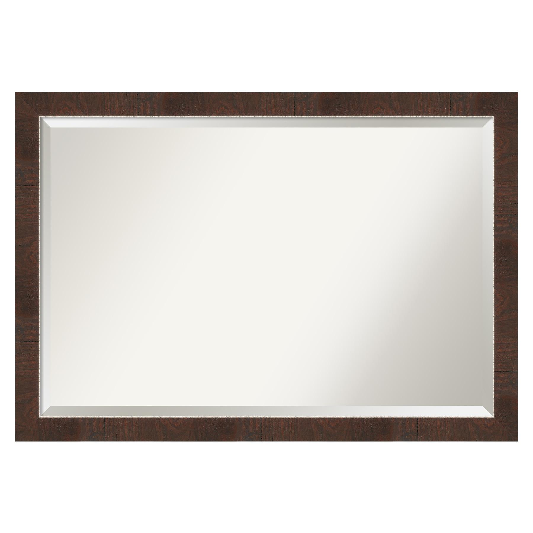 39"x27" Wildwood Narrow Framed Wall Mirror Brown - Amanti Art: Beveled, Rectangular, Polystyrene Frame
