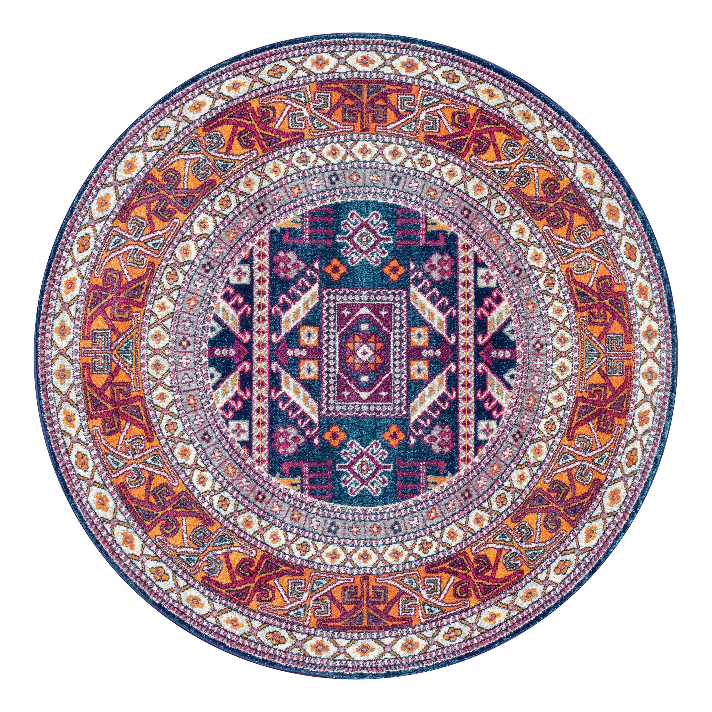 Handmade Navy Oval Synthetic Reversible Rug, 6' 7" x 9'