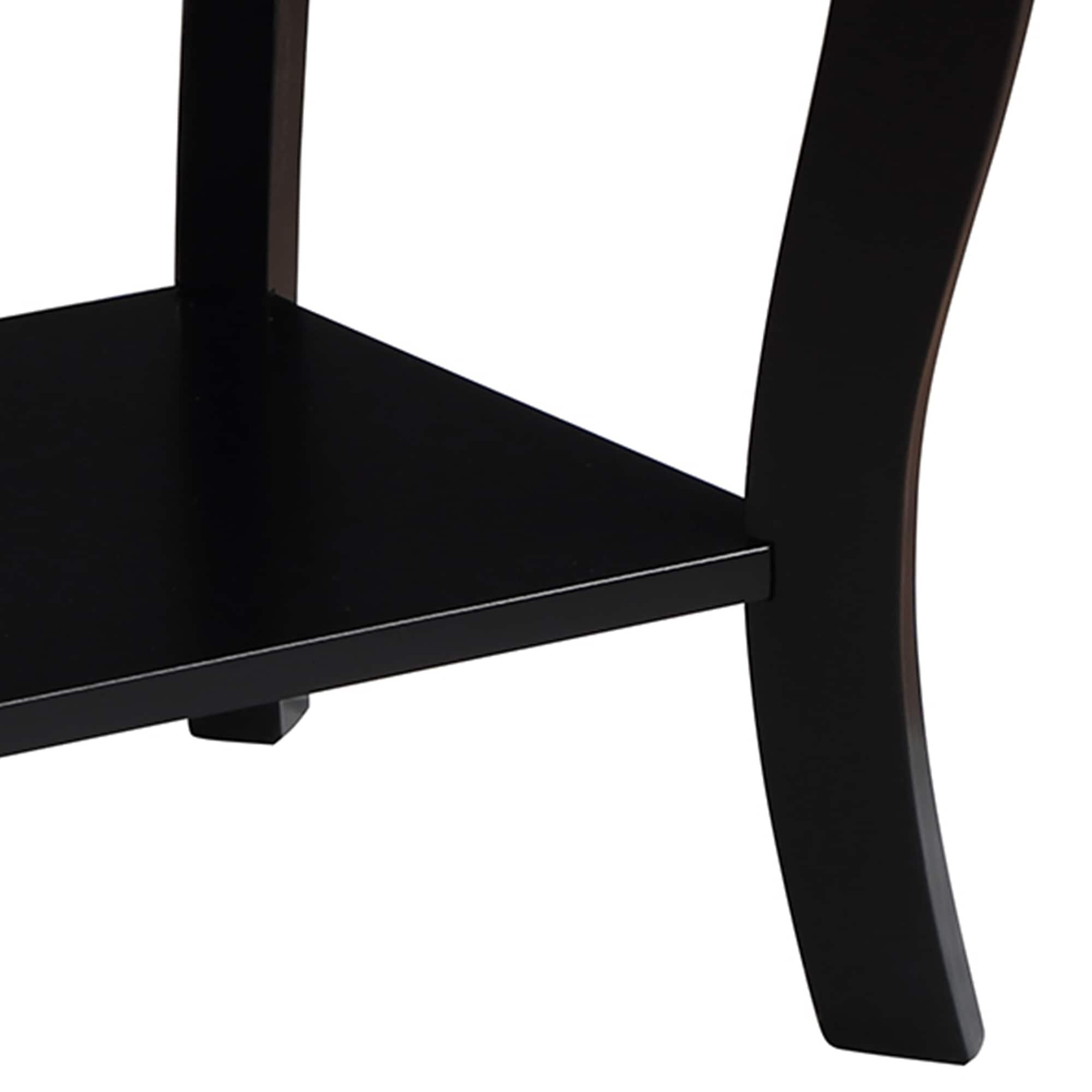 Convenience Concepts Classic Storage Oval Medium Density Fiberboard Coffee Table with Shelf, Black